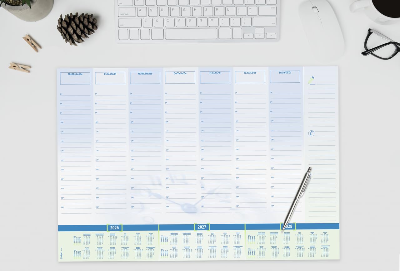 SIGEL Paper Desk Pad DIN A2 Calendar 2026-2028 Daily Plan