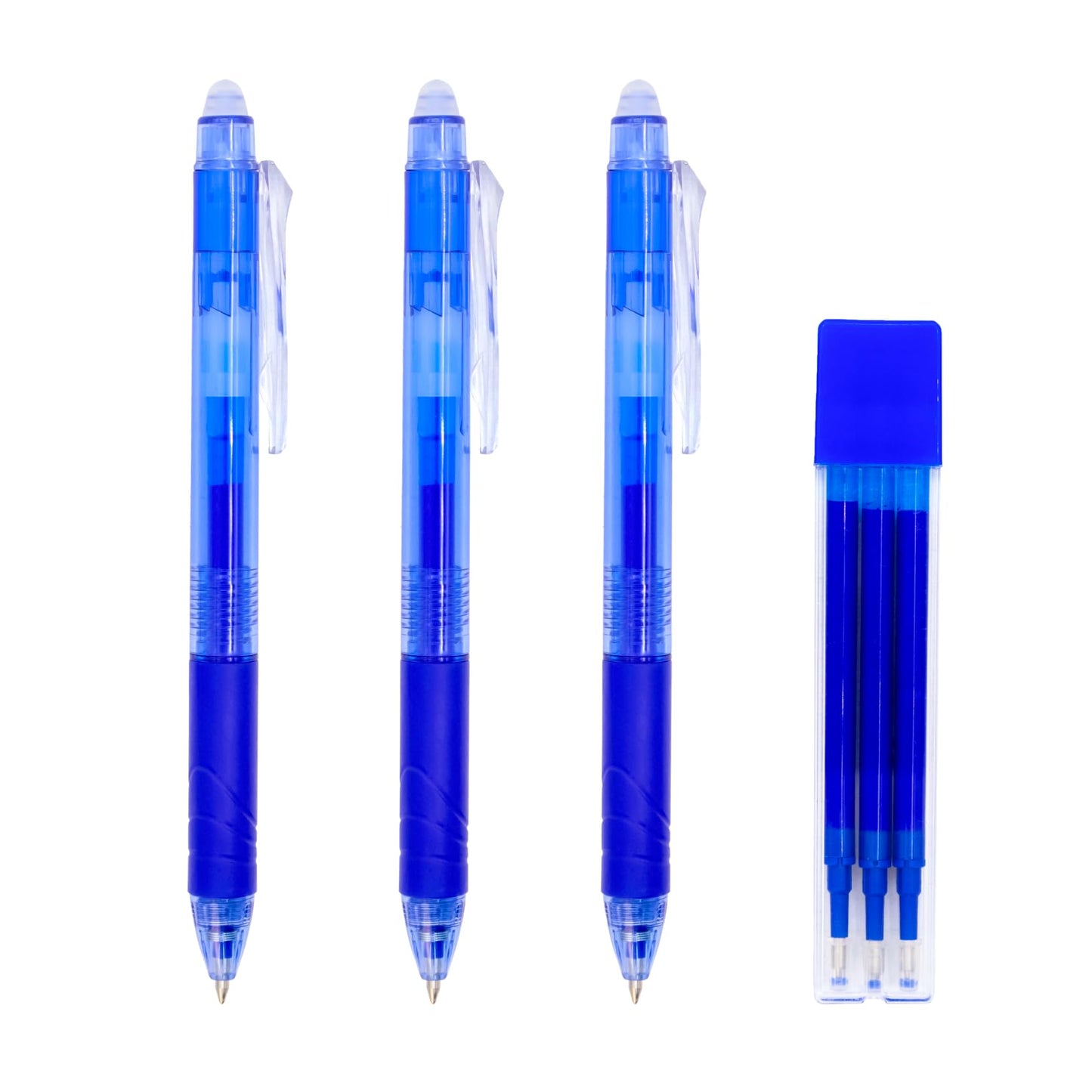 RAYLU PAPER® - Pack of 3 Erasable Retractable Ballpoint Pens and 3 Refills, with Hybrid Gel Ink