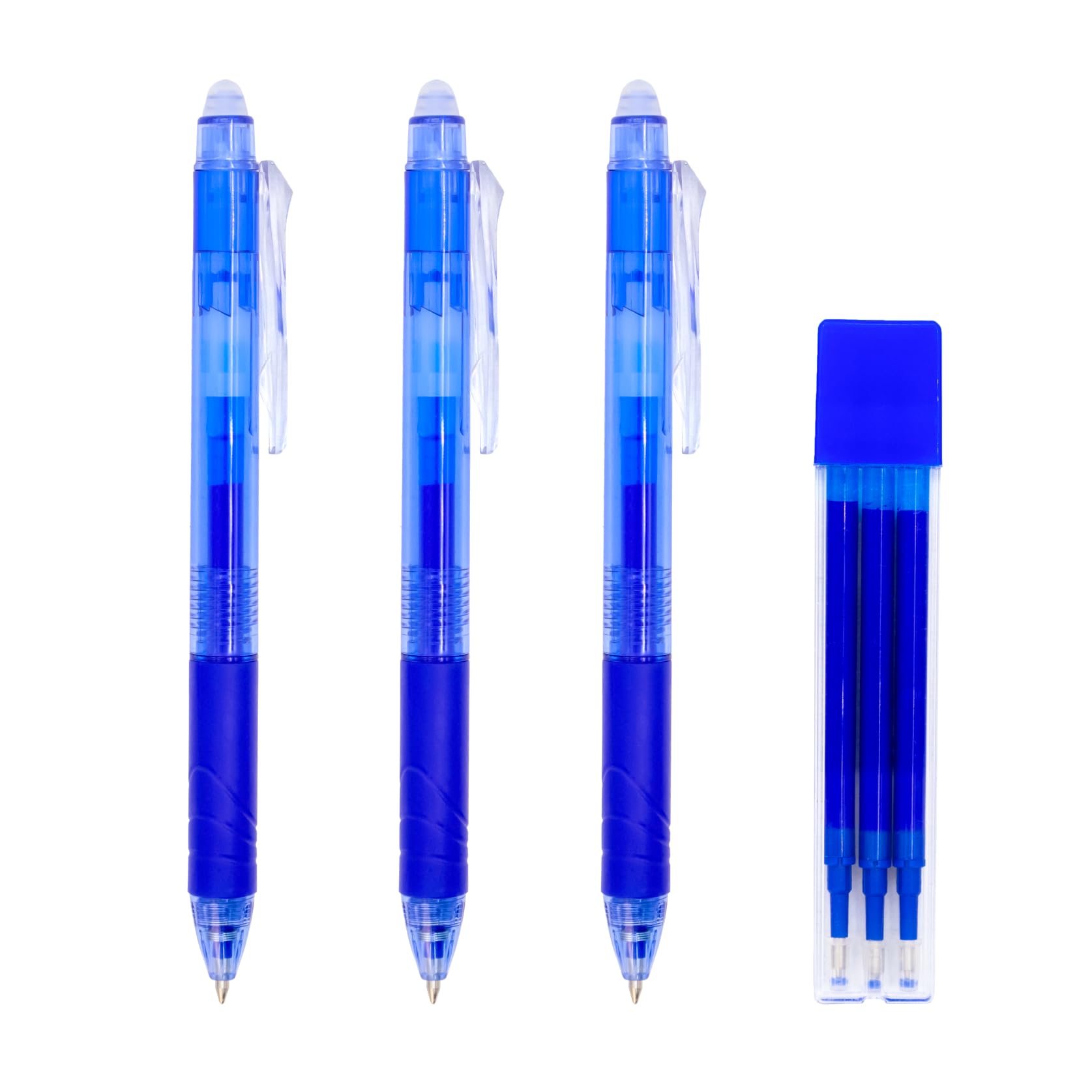 RAYLU PAPER® - Pack of 3 Erasable Retractable Ballpoint Pens and 3 Refills, with Hybrid Gel Ink