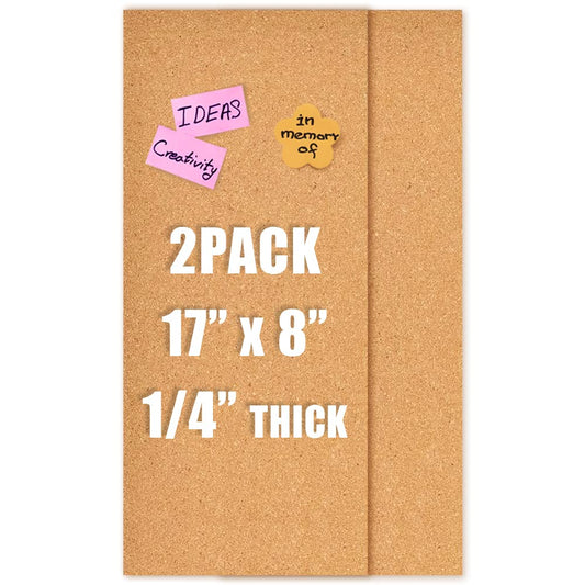 Aitakatta 17x8 Cork Board Tiles Bulletin Board, 1/4" Thick Self-Adhesive Cork Boards for Walls
