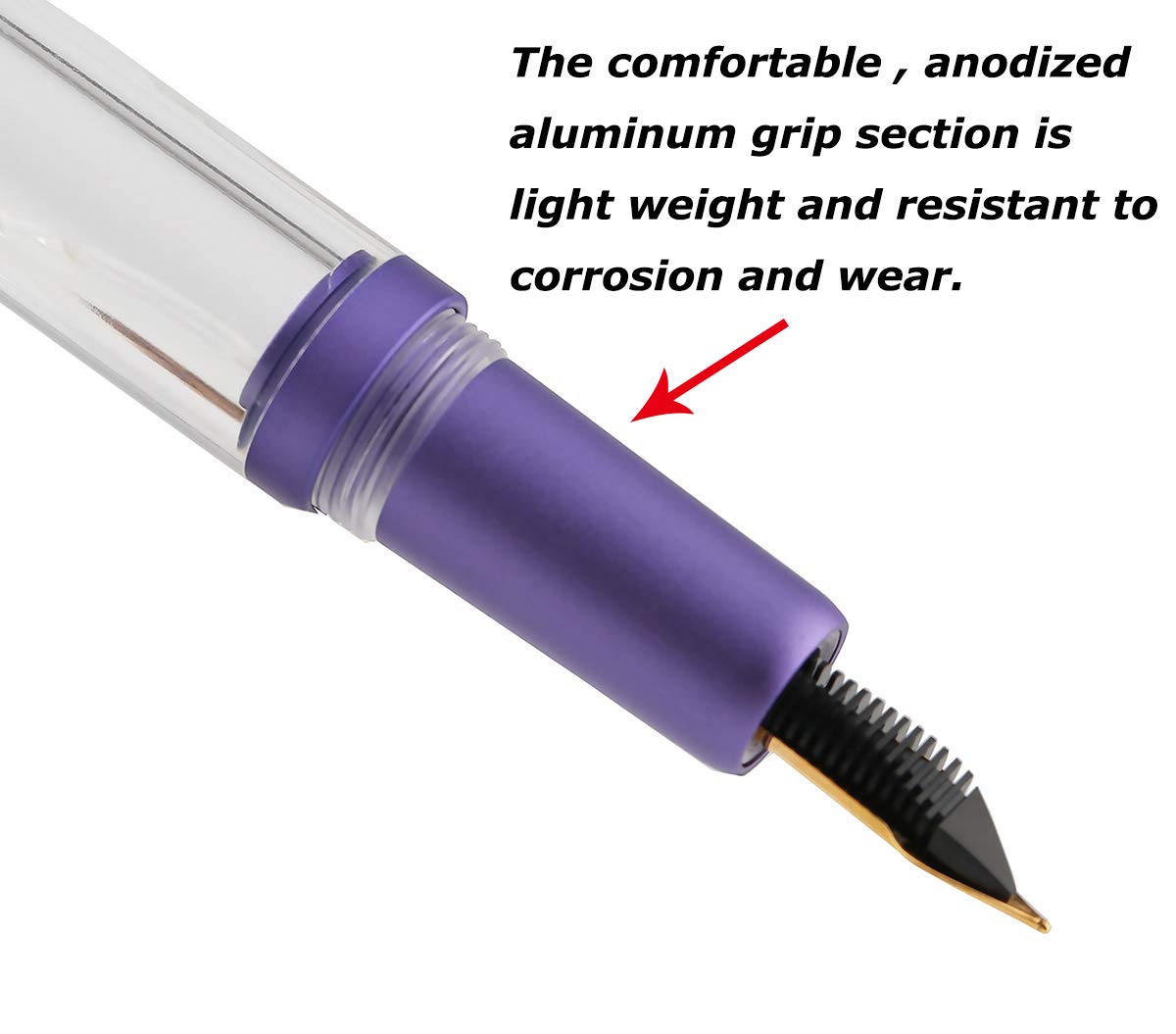 erofa M2 Metallic Violet Fountain Pen (Extra Fine Nib 0.38mm) Transparent Eye Dropper Filling