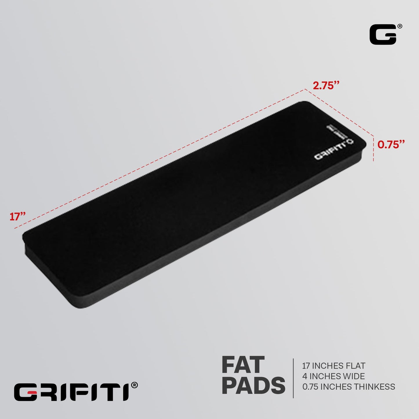 GRIFITI Fat Wrist Pad 17" x 2.75" x 0.75" Inches Wrists Rest for Standard Computer Keyboards