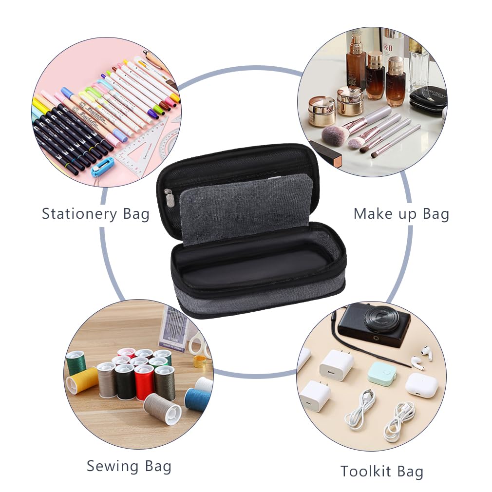 iSuperb Foldable Pencil Case Zipper Big Capacity Aesthetic Canvas Pencil Pouch Compartments