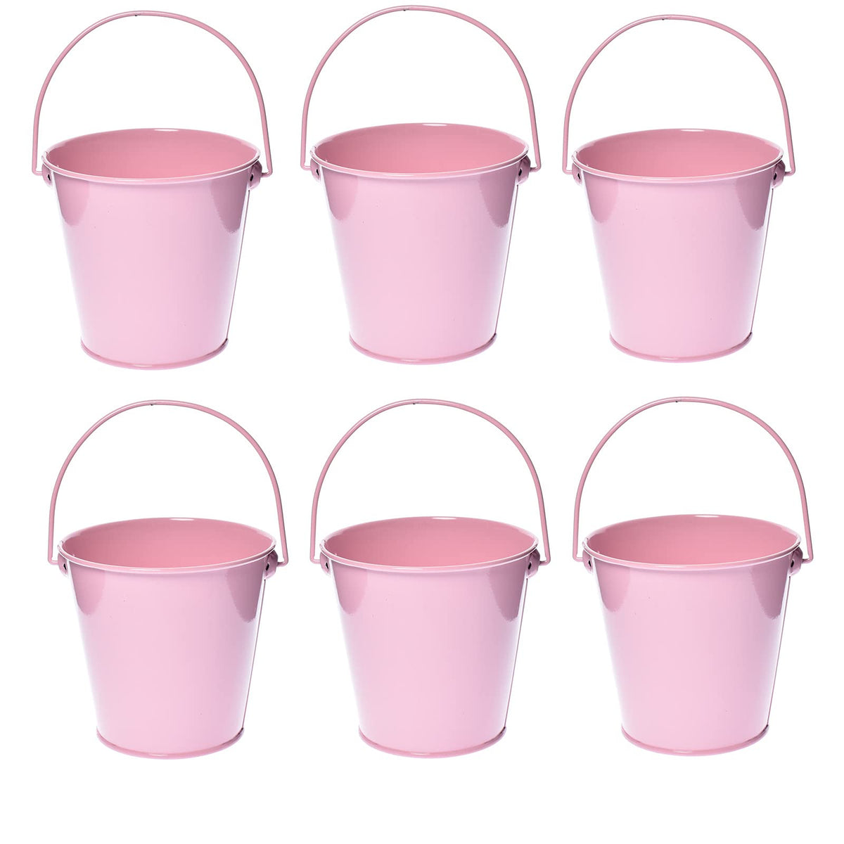 TAKMA Small Metal Buckets with Handle, 6 Pack 4.3 Inch Colored Galvanized Bucket for