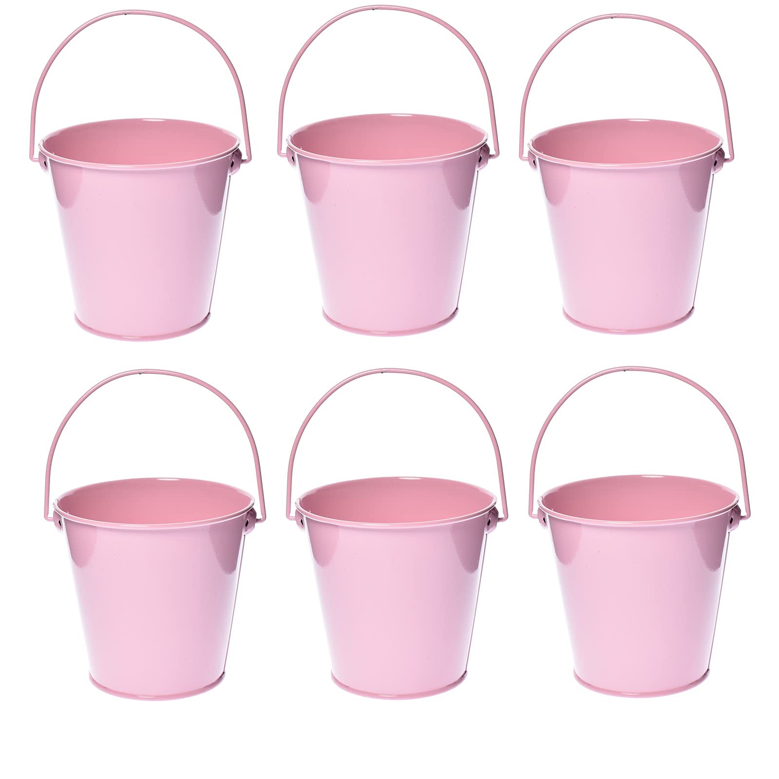 TAKMA Small Metal Buckets with Handle, 6 Pack 4.3 Inch Colored Galvanized Bucket for