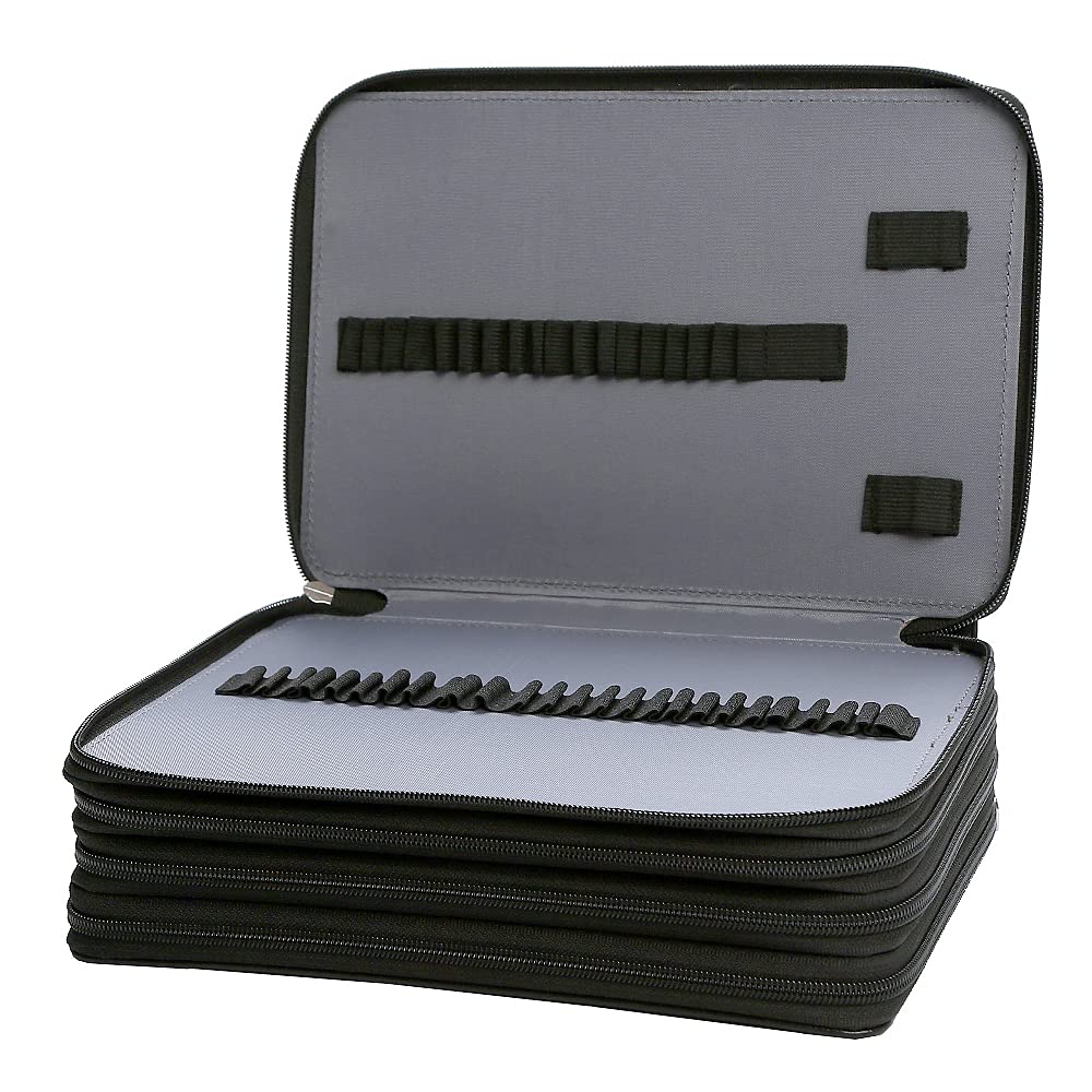 Lbxgap 200 Slots Pencil Case 4-Layer Zipped Holder w/Handle
