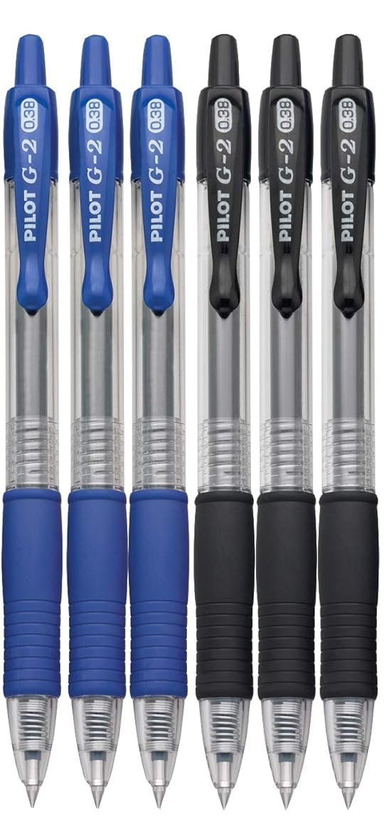 Advantage Gifts G2 Retractable Premium Gel Ink Roller Ball Pens Ultra Fine Point (.38mm) Black/Blue