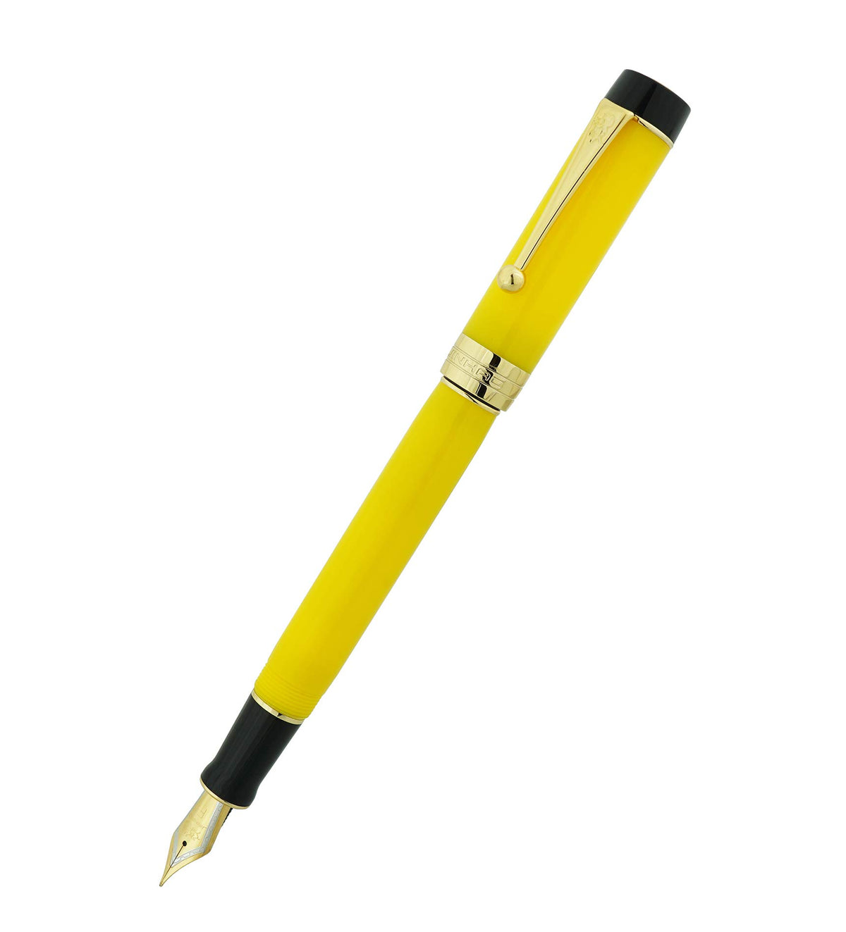 Jinhao Classic Fountain Pen Yellow Celluloid Acrylic Gold Trim, Extra Fine Nib with Conveter and