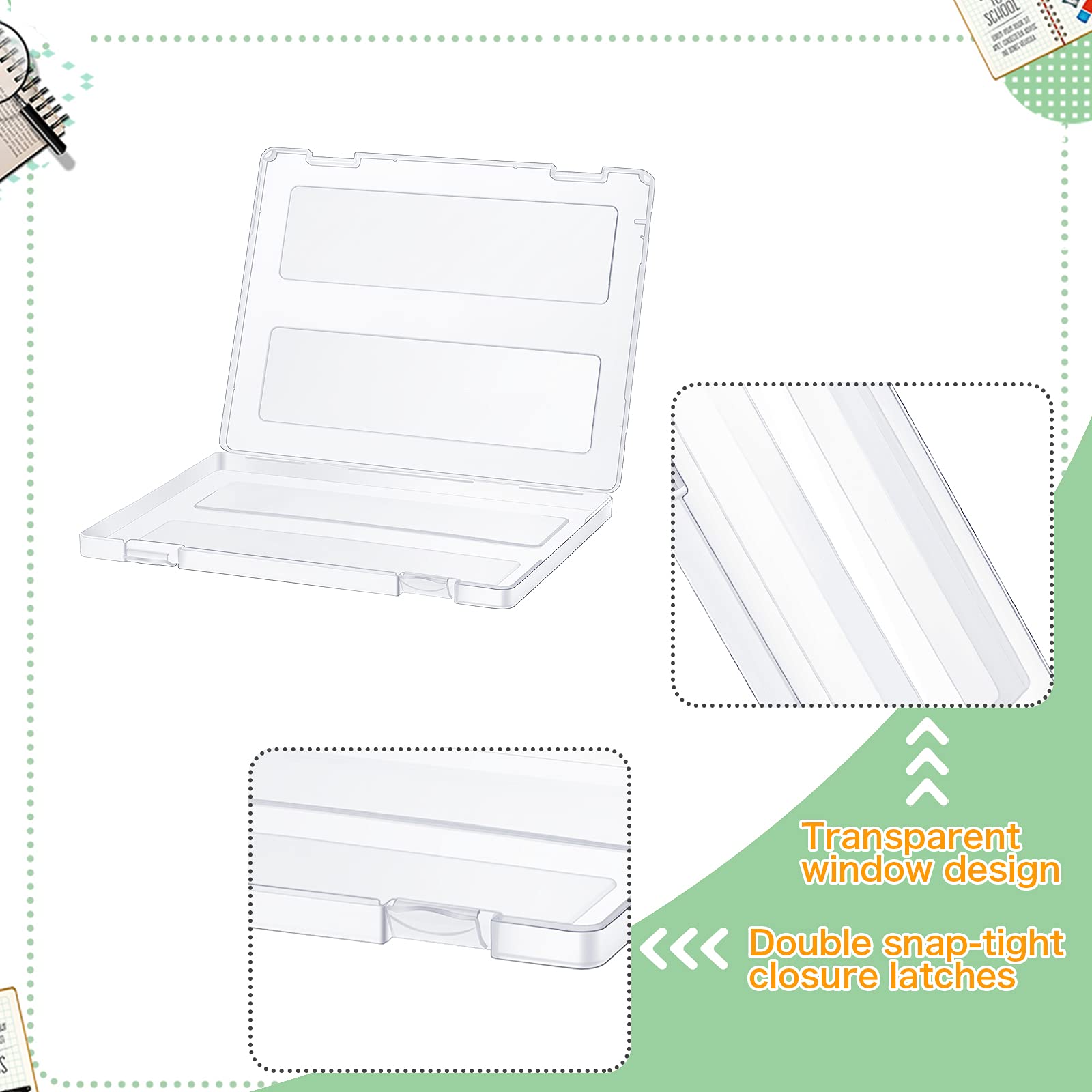 Outus 6 Pieces A4 Plastic File Box, Paper Photo Clear Storage Case