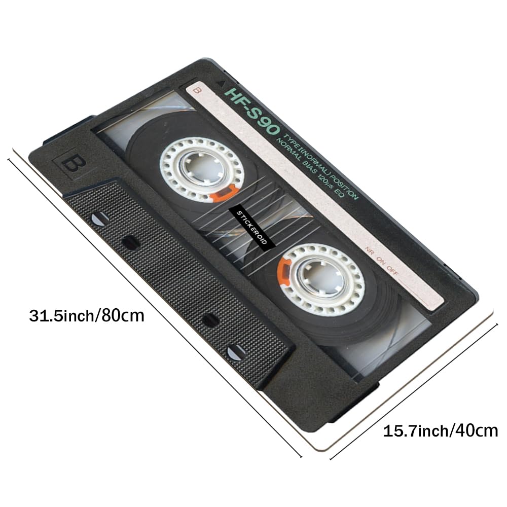 Reateforin Black Vintage Tape 90s Old Music Musiccasette Mouse Pad 15.7x31.5 inches Retro Mouse Pad