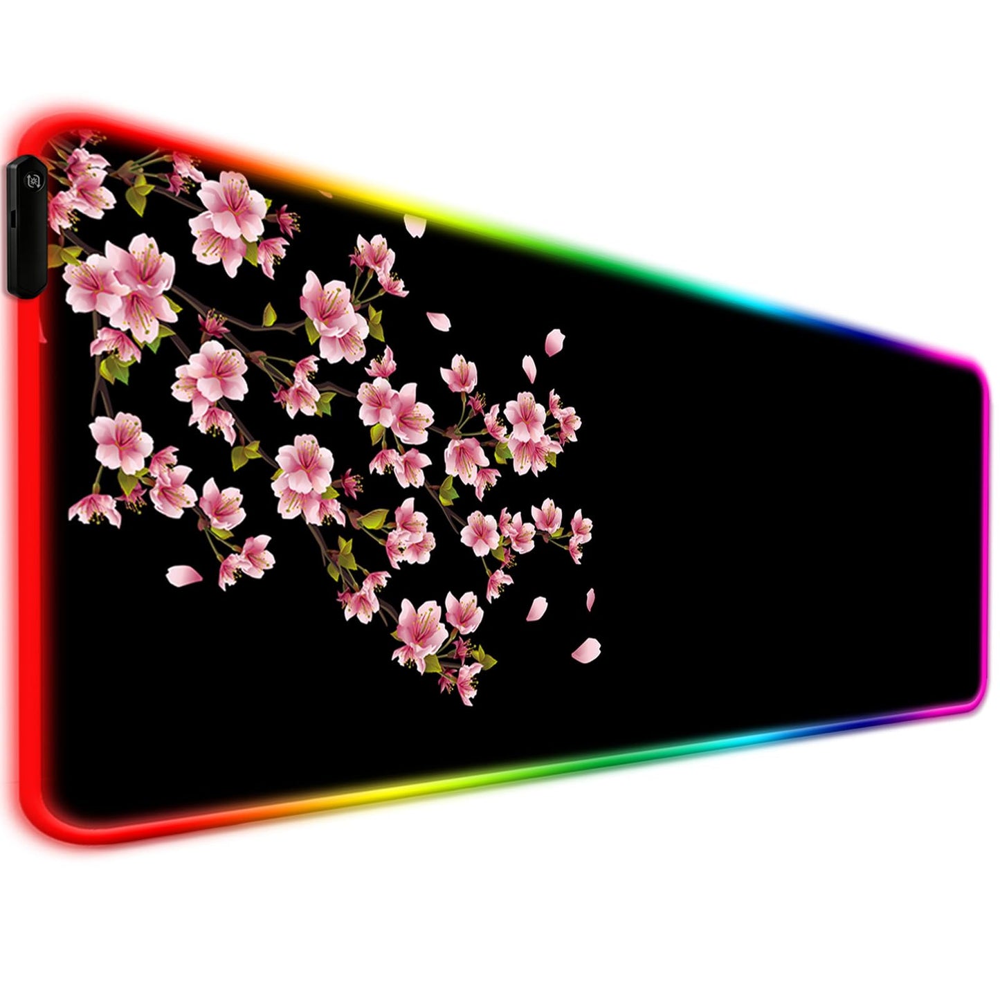 JIANG100 RGB Japanese Cherry Blossom Gaming Desk Mat, Sakura XL Mouse Pad