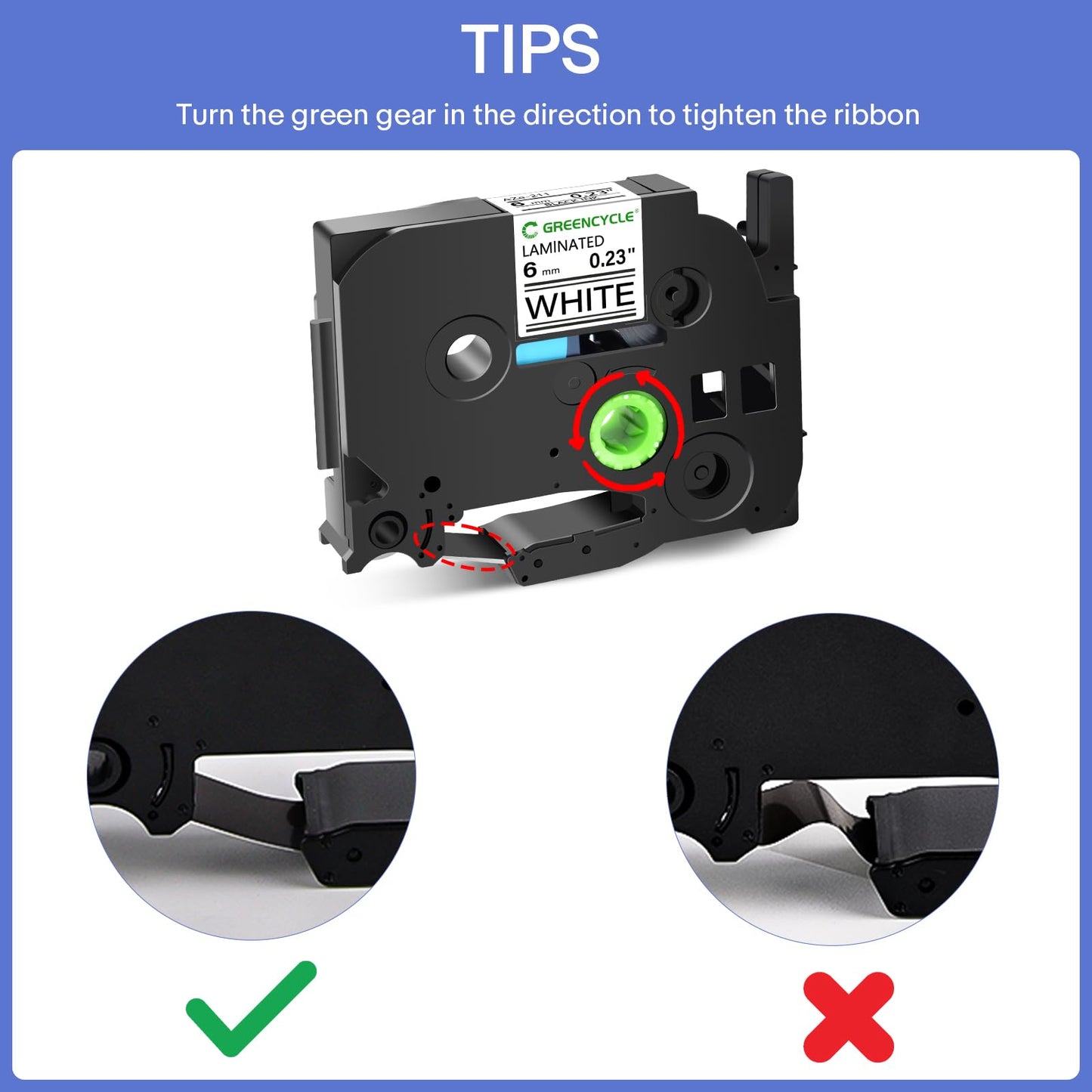 GREENCYCLE 3-Pack Compatible for 1/4" 0.23" 6mm Black on White TZe-211 TZe211 TZ-211 TZ211 Standard