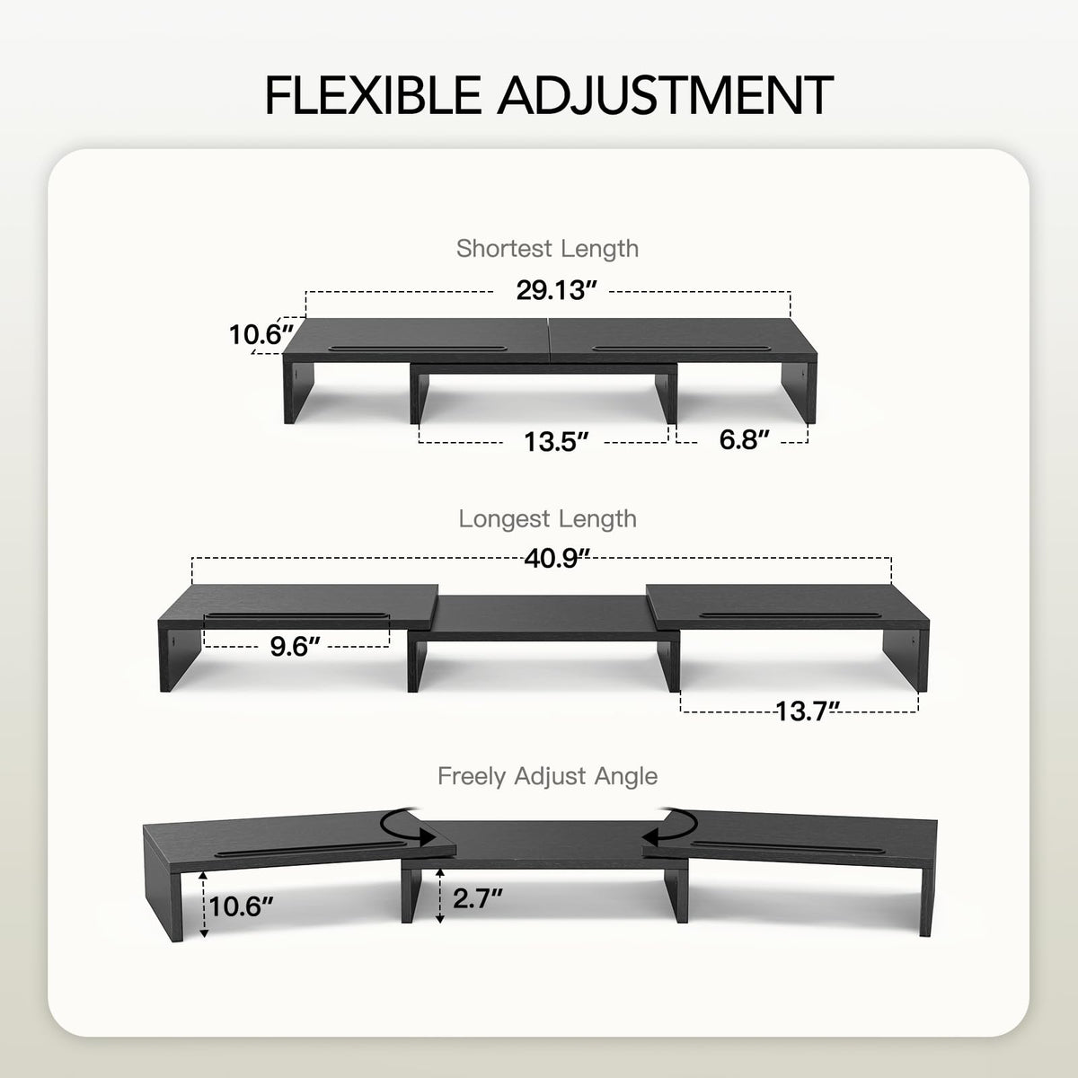 AMERIERGO Dual Monitor Stand Riser for 2 Monitors, Monitor Stand for Desk, Adjustable Computer