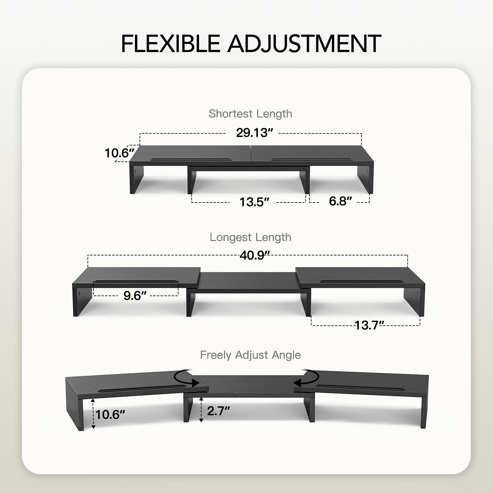 AMERIERGO Dual Monitor Stand Riser for 2 Monitors, Monitor Stand for Desk, Adjustable Computer