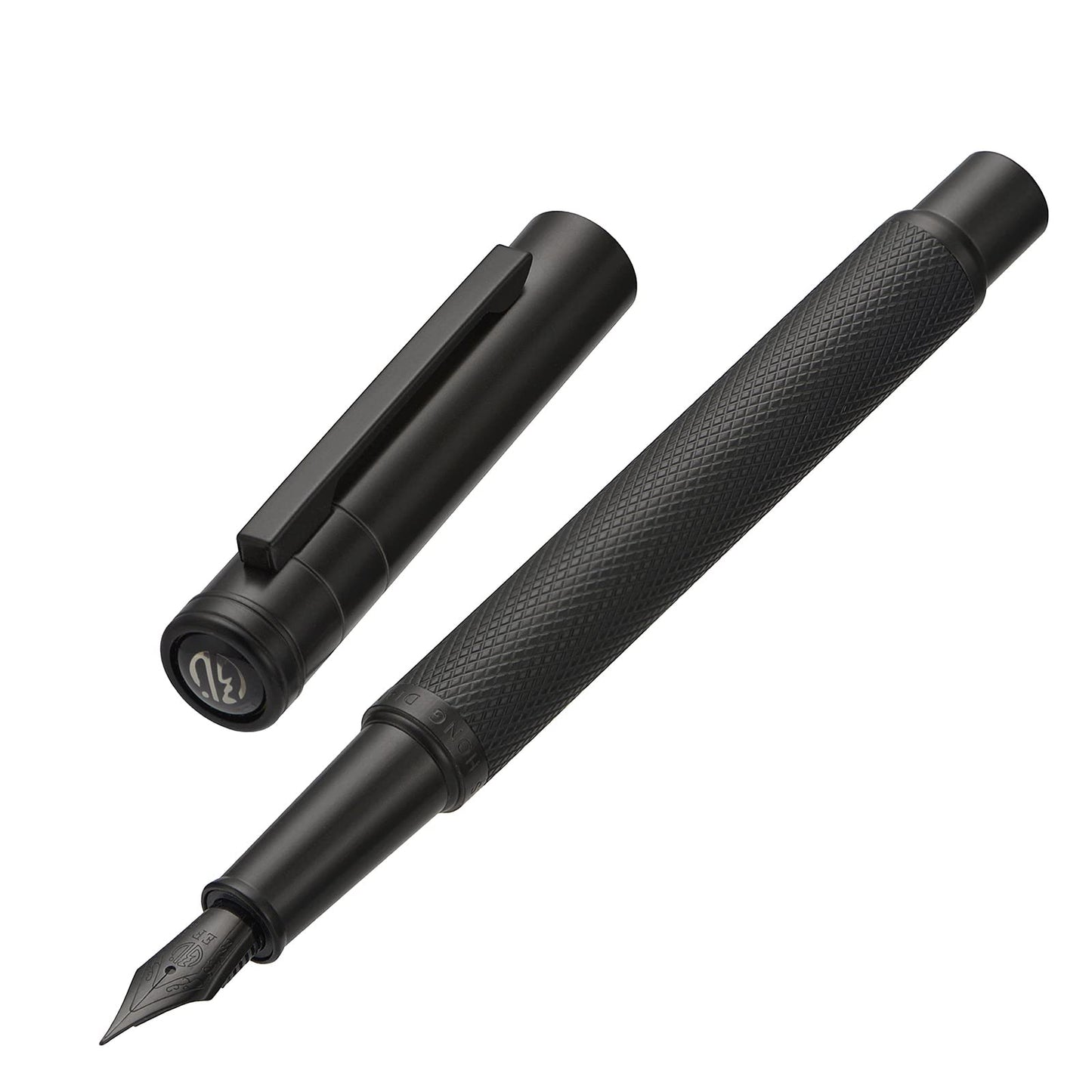 Matte Black Forest Fountain Pen Extra Fine Nib Classic Design with Converter and Metal Pen Box Set
