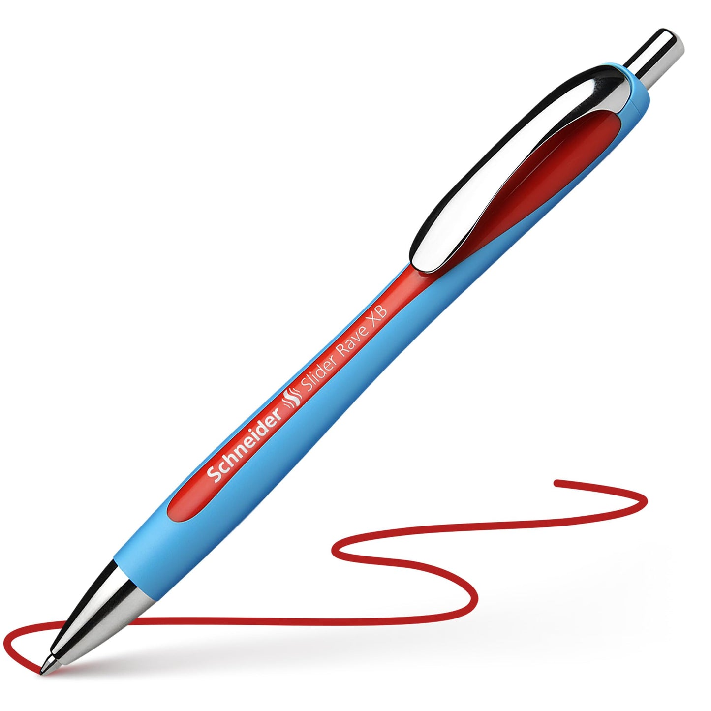 Schneider Slider Rave XB (Extra Broad) Ballpoint Pen, Refillable + Retractable, 1.4 mm, Light Blue