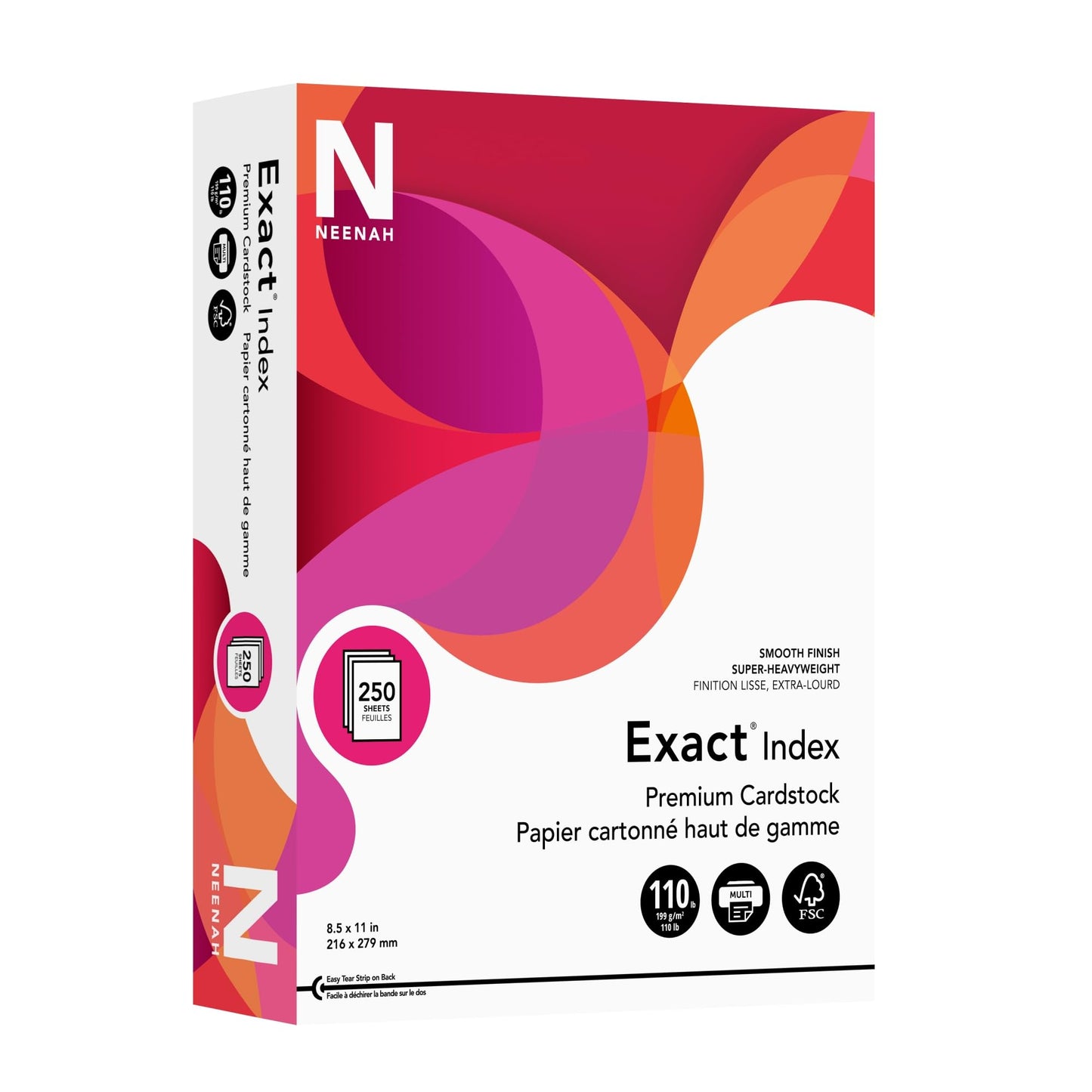 Neenah Exact 30% Recycled Extra-Heavyweight Index Card Stock, 8 1/2in. x 11in., 110 Lb, White, pk