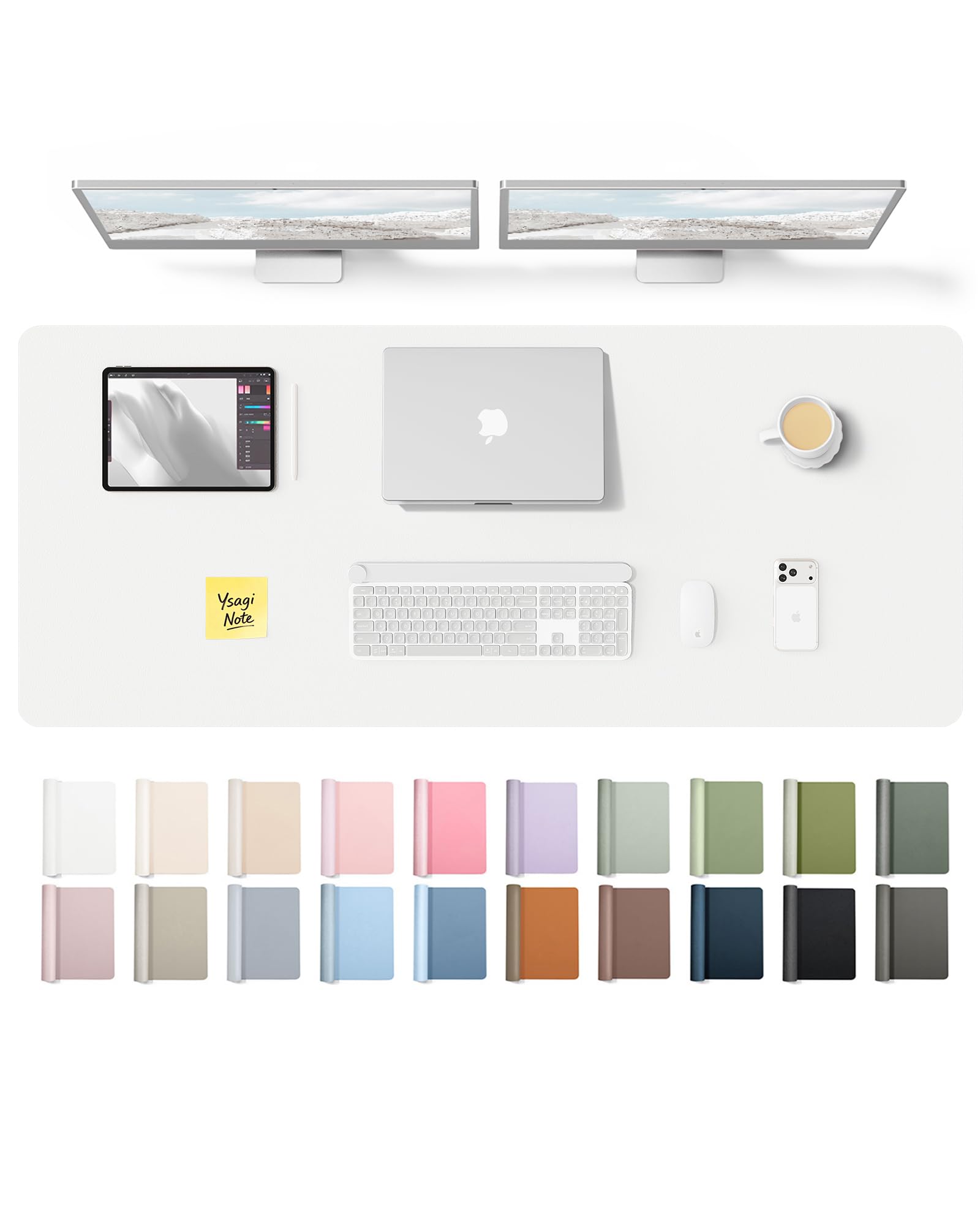 YSAGi Leather Desk Pad Protector, Office Desk Mat, Large Mouse Pad, Non-Slip PU Leather Desk