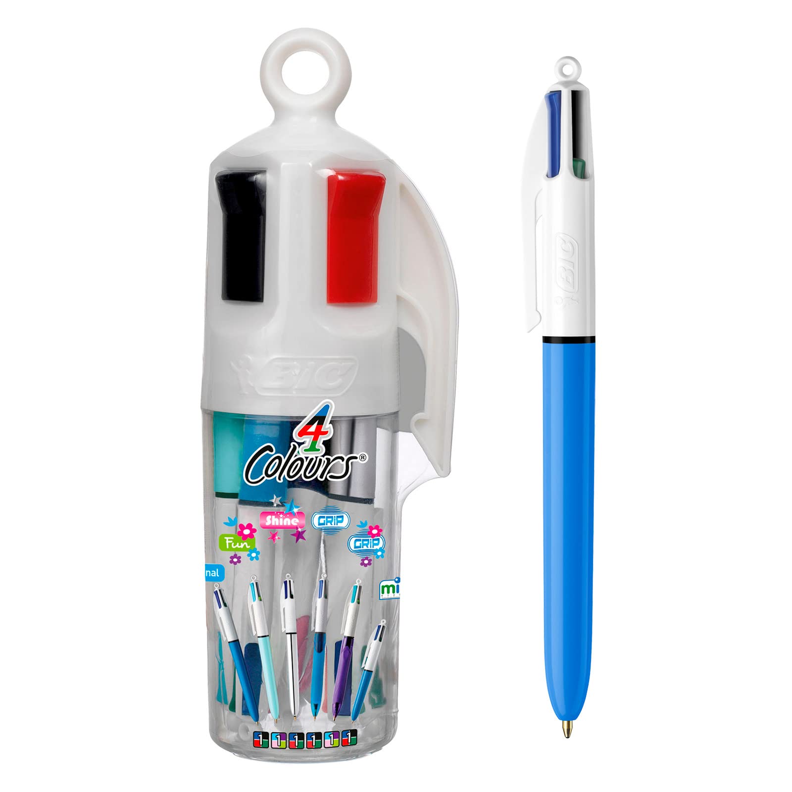 BIC 4 Colours Assorted Retractable Medium Point (1.0 mm) Ballpoint Pens, 6 Pens And Each Pen