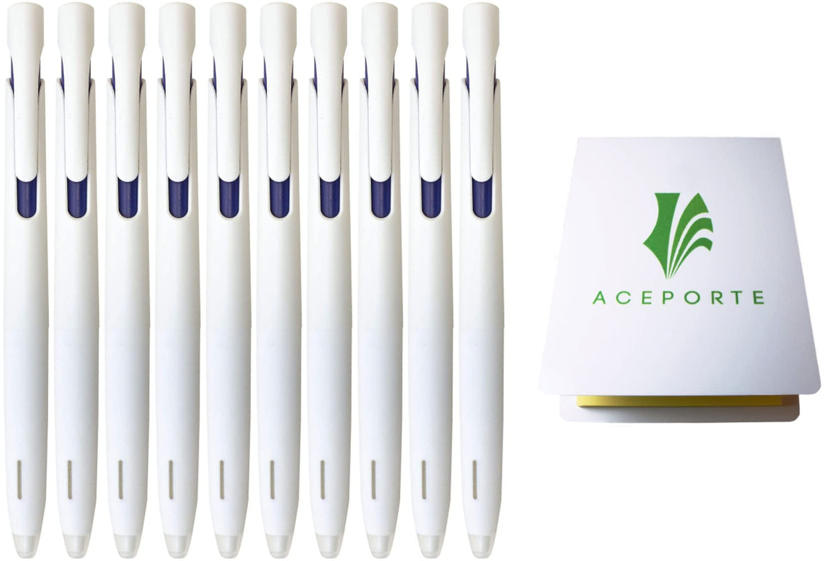 ACEPORTE Zebra Blen Retractable Ballpoint Pen, Fine Point 0.5mm, 10 Pack (Blue Ink/White body)