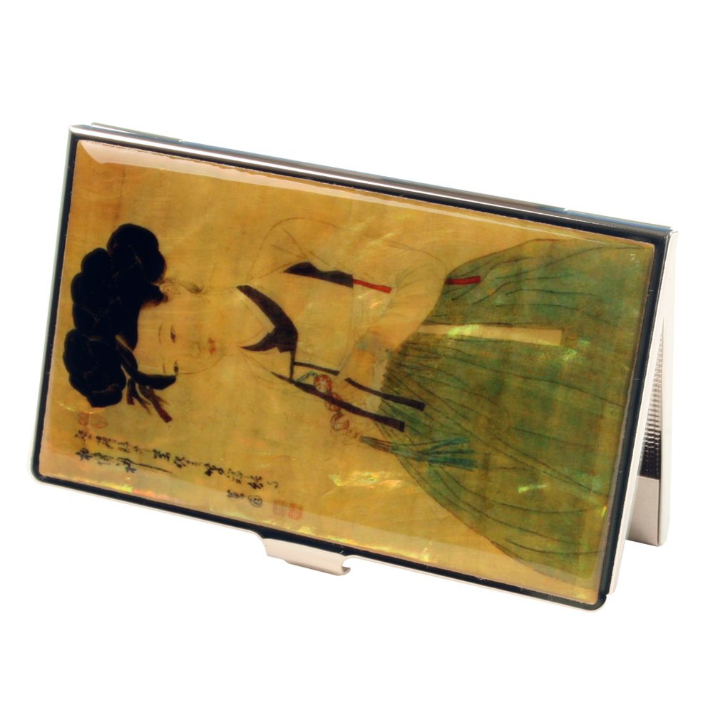 Antique Alive Mother of Pearl Portrait of Korean Beauty RFID Blocking Protection Business Credit