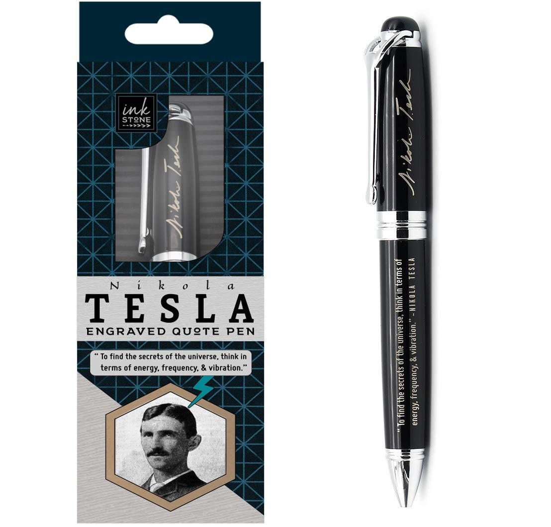 Nikola Tesla Engraved Quote Pen - To Find the Secrets of the Universe, Think in Terms of Energy