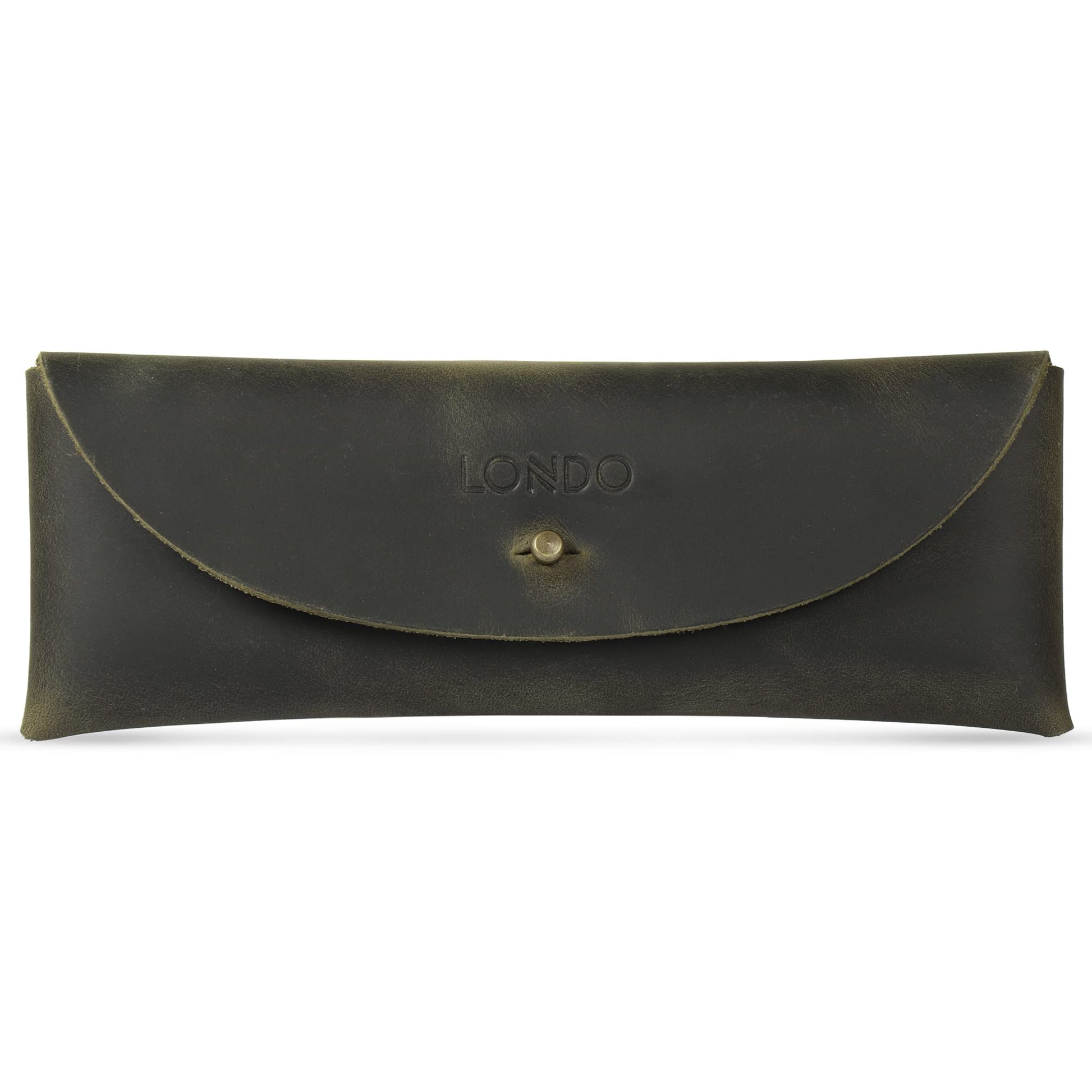 Londo Genuine Leather Retro Pen and Pencil Case - Metal Snap Fastener, Pencil Pouch Stationery Bag