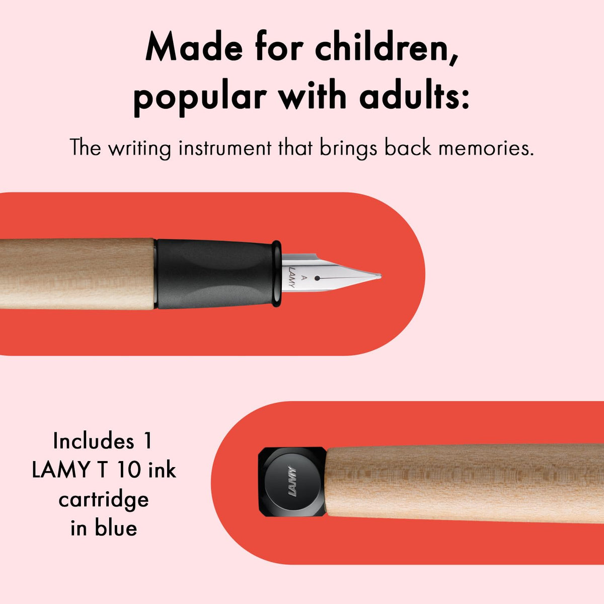LAMY abc black - child-friendly Fountain Pen for writing beginners with ergonomic grip & polished