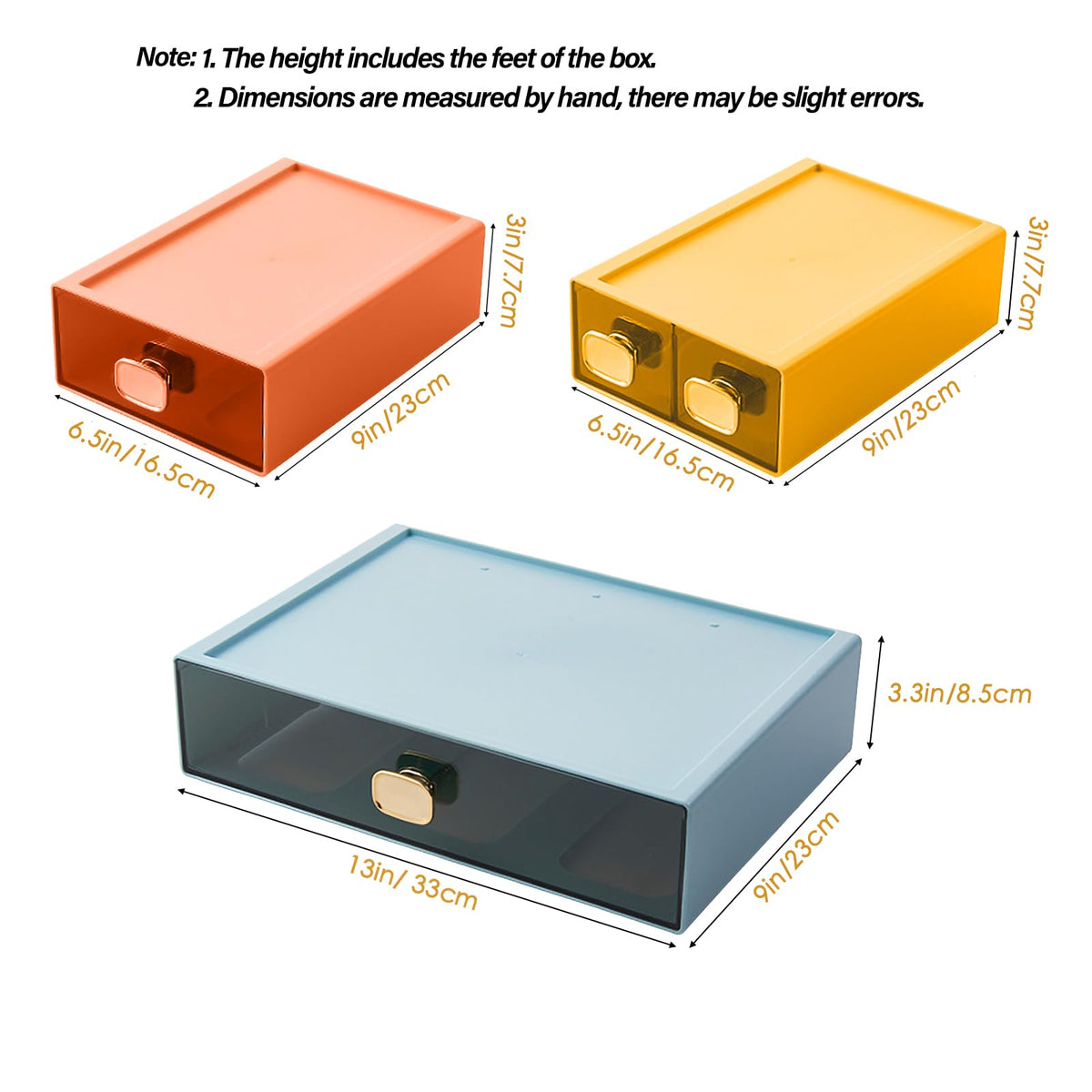 DETEIN 2 PACK Stackable Desk Organizer with Drawer Desktop Storage Drawer Box Plastic Desk