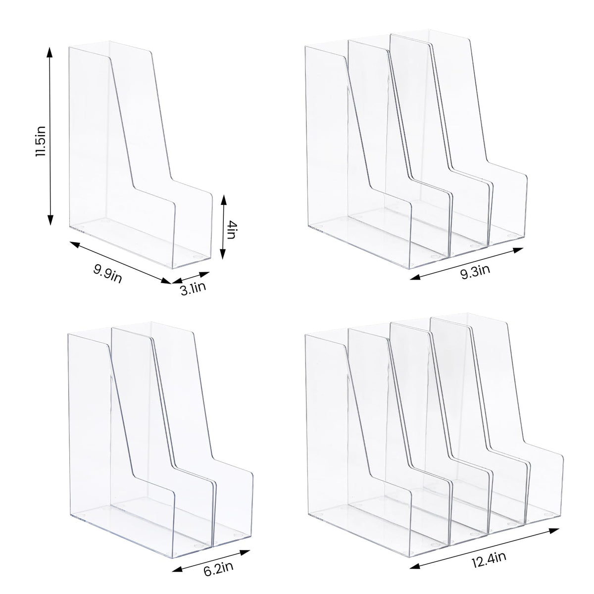 CiWiVOKi Vertical File Holder, Clear PET Desk Organizer and Storage Bins Holding for Magazines
