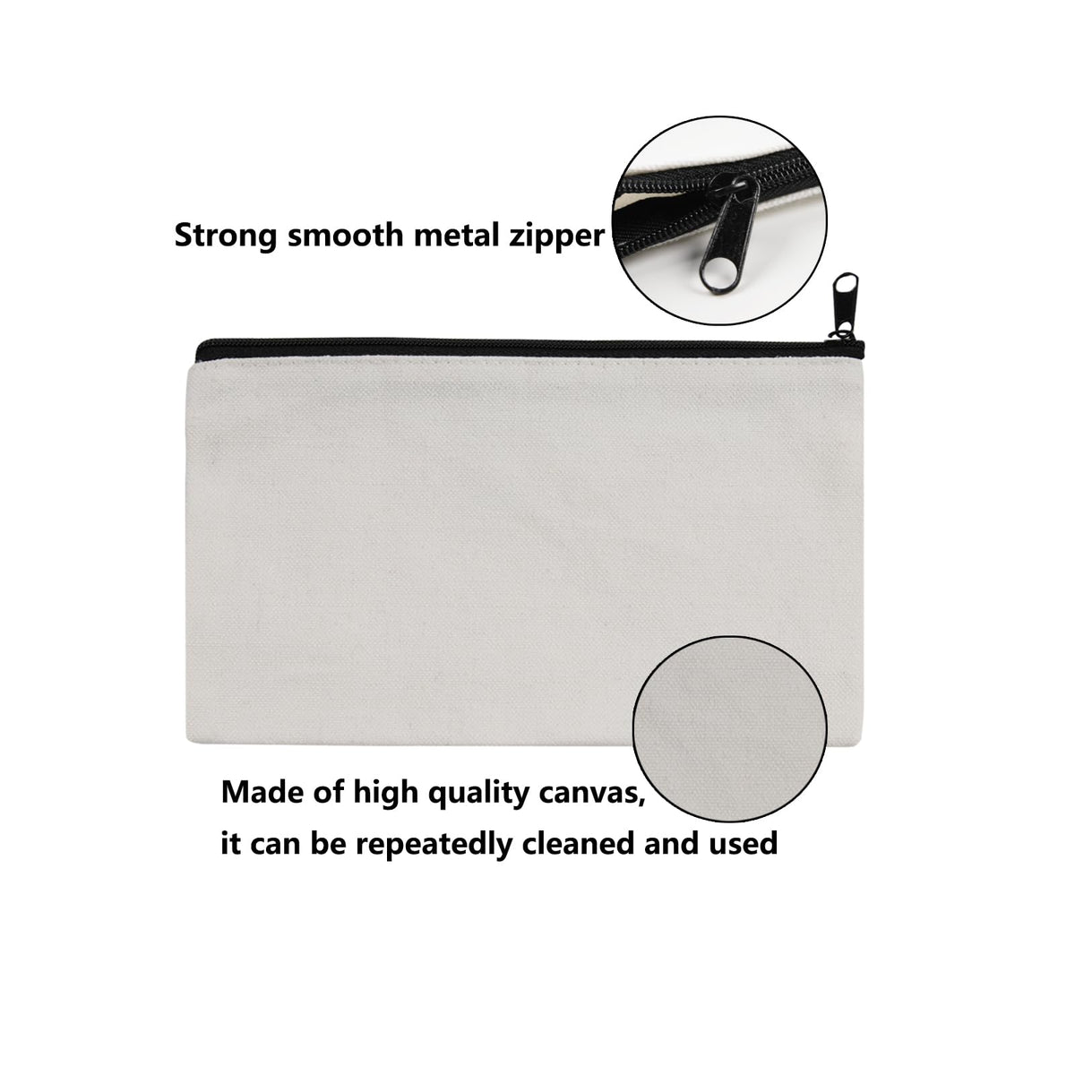 30 pcs Sublimation Blanks Makeup Bags Bulk, Black Zipper Canvas Pencil Bag,Polyester Tote Bags for