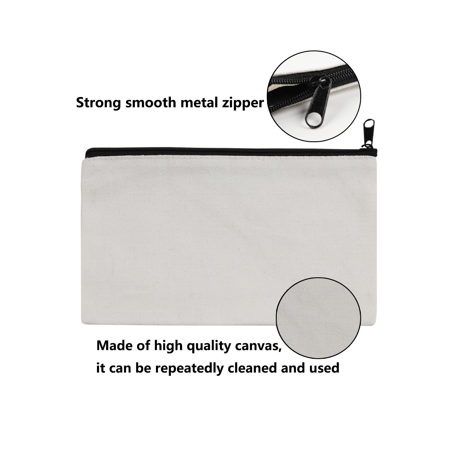 30 pcs Sublimation Blanks Makeup Bags Bulk, Black Zipper Canvas Pencil Bag,Polyester Tote Bags for