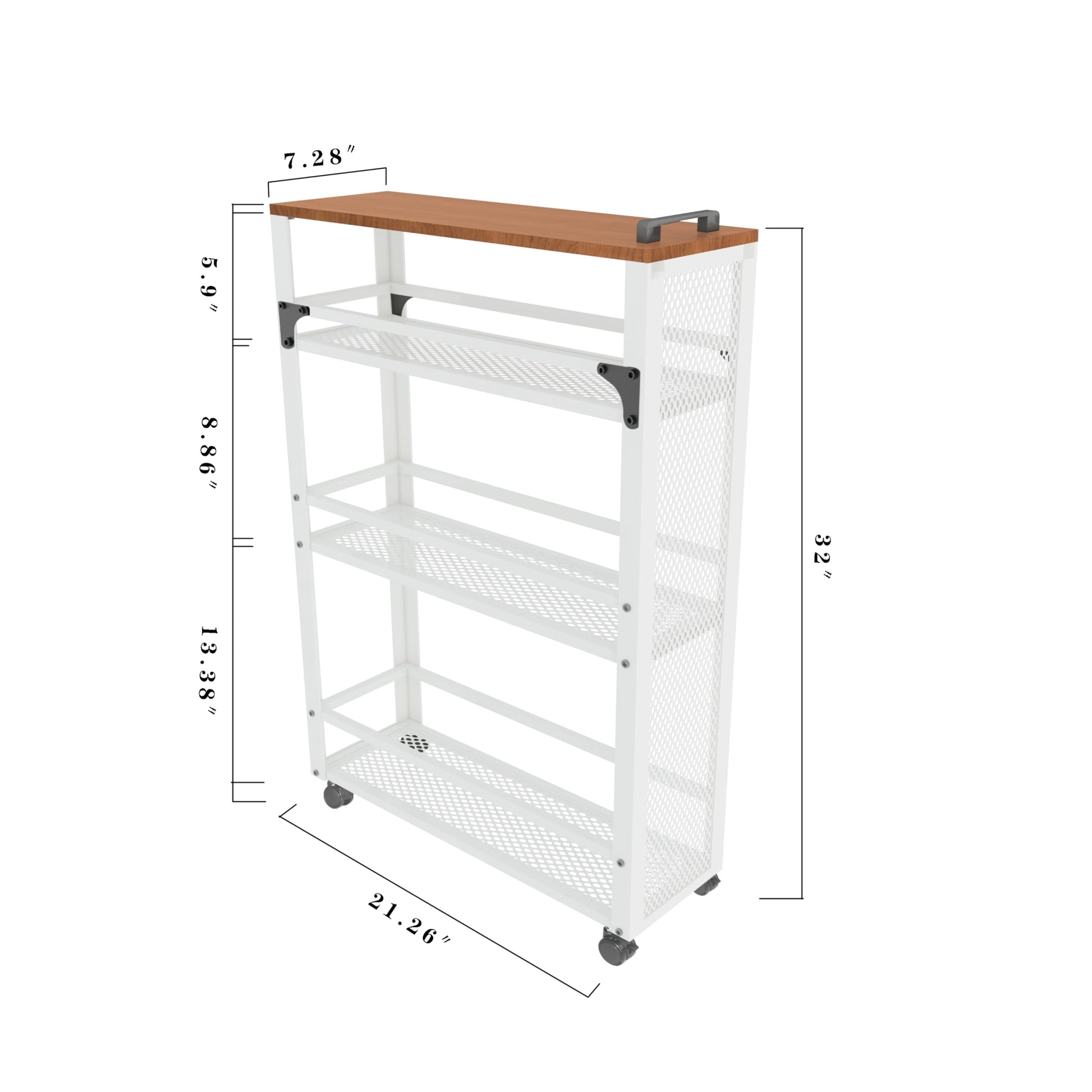fusehome 3-Tier Rolling Cart Slim - White Laundry Bathroom Kitchen