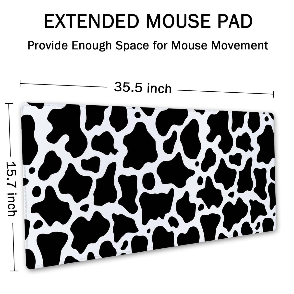 SSOIU White Black Cow Pattern Desk Pad, Personalized Desk Mat, Cow Print Desk Mat, Cute Desk Pad