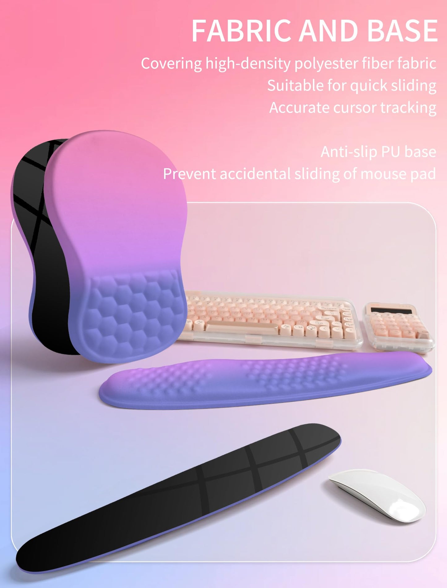 Hokafenle 2in1 Combination, Wave Keyboard Wrist Rest and Ergonomic Curvature Mouse Pad Wrist