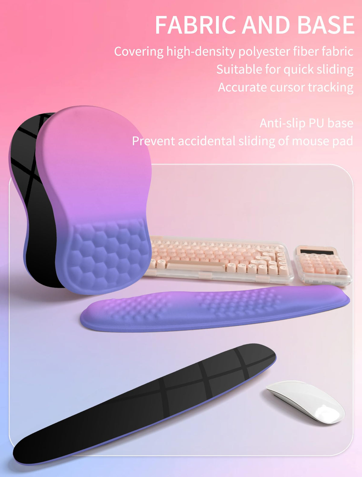 Hokafenle 2in1 Combination, Wave Keyboard Wrist Rest and Ergonomic Curvature Mouse Pad Wrist