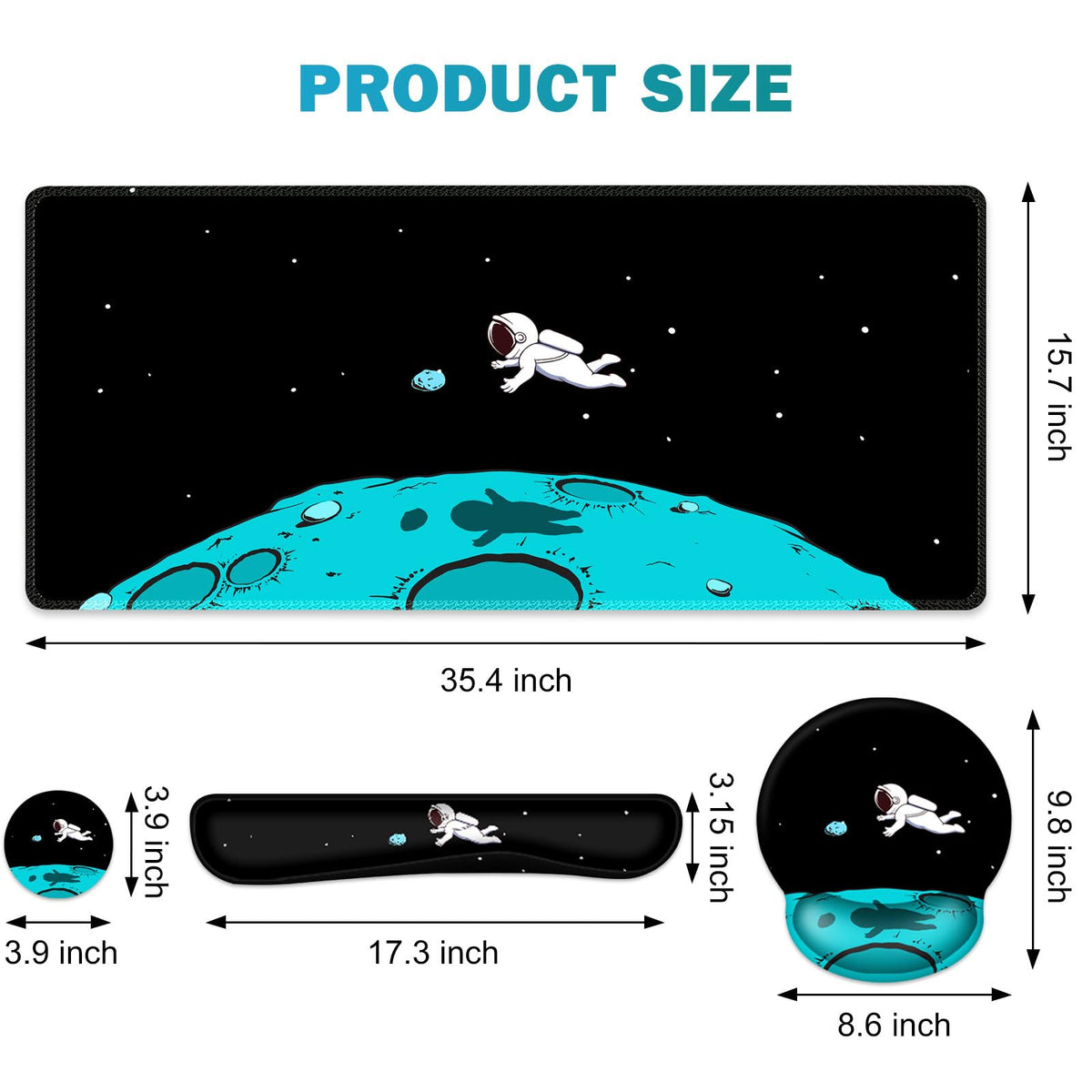 Gaming Mouse Pad, Large Desk Mat, Cute Desk Pad Protector, 4in1 XXL Mousepad + Keyboard Wrist