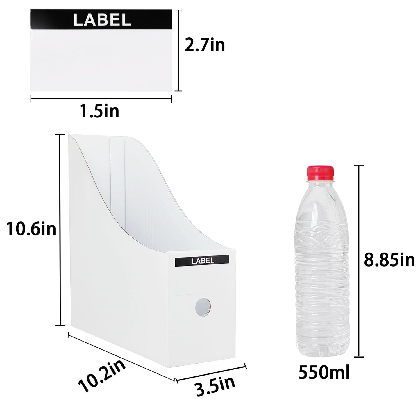 Limitliho 24 Pack White&Black Cardboard Magazine Holder for Desk or Shelves
