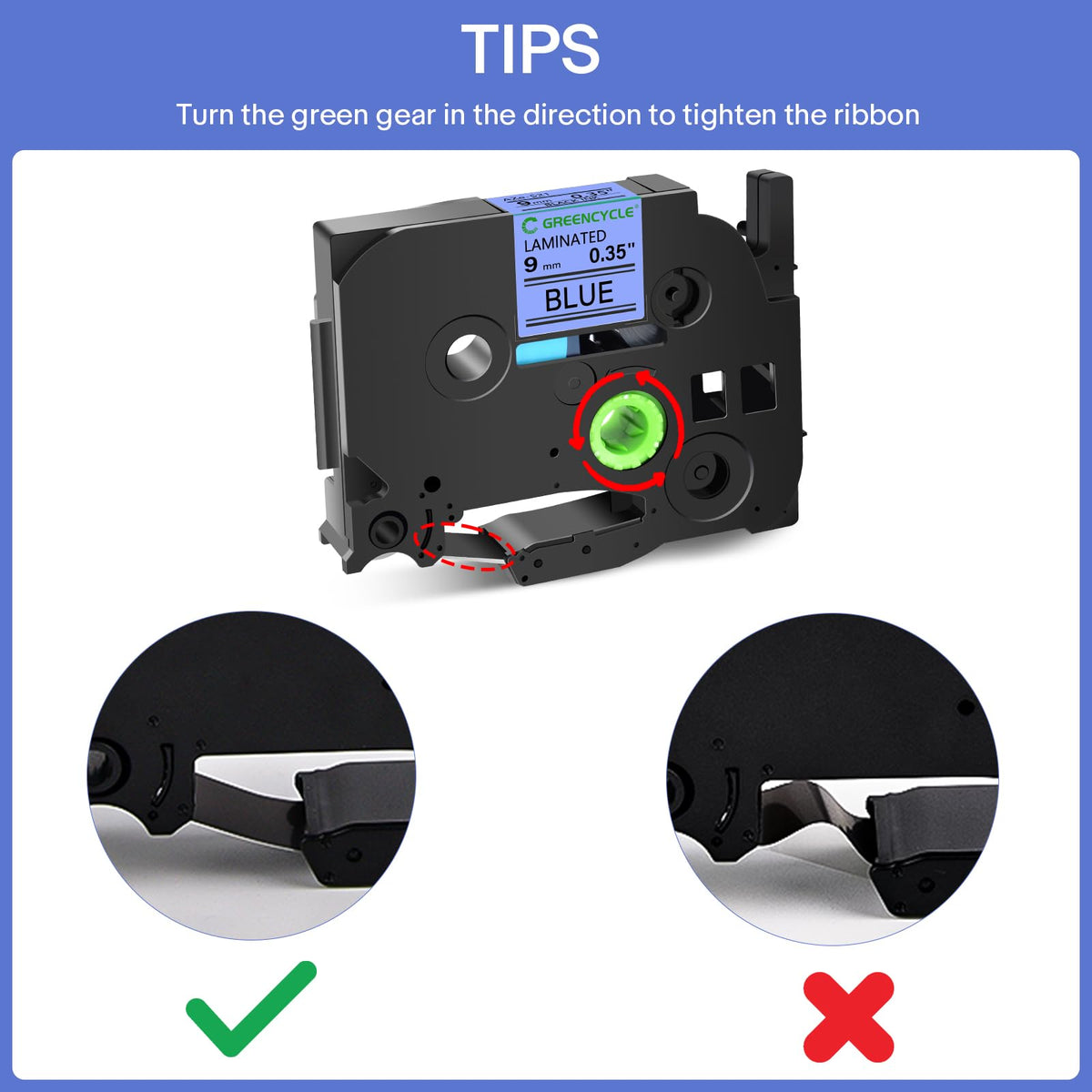 GREENCYCLE 6 Pack Compatible for Brother Ptouch Label Maker Tape TZe 121 221 421 521 621 721 9mm