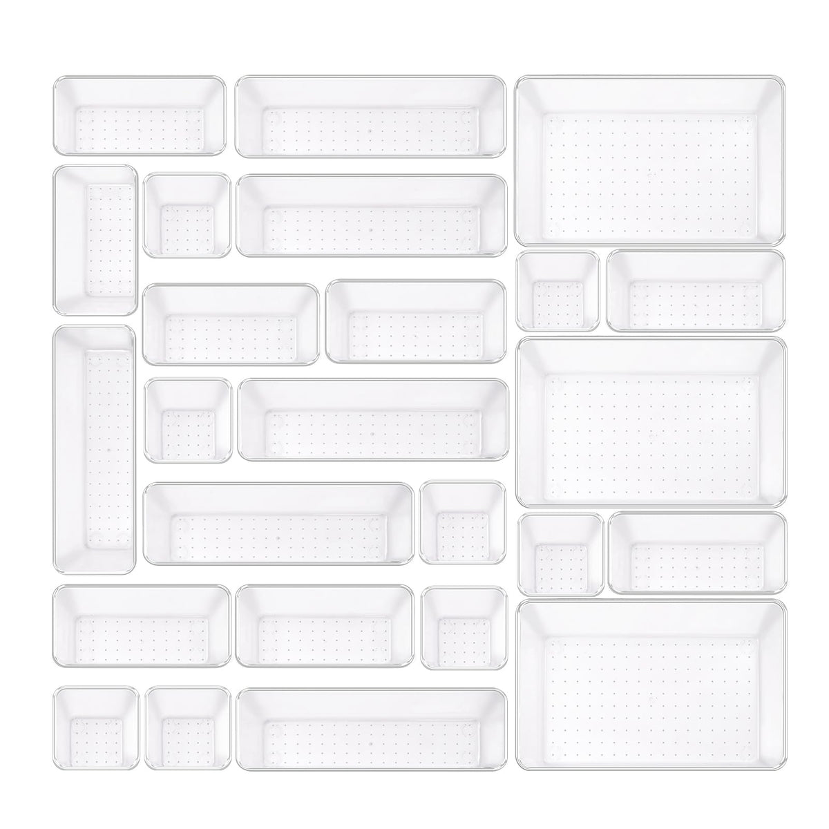 Trotianingyu Clear Acrylic Drawer Organizers Set Storage for Makeup, Office Desk Small Vanity Trays