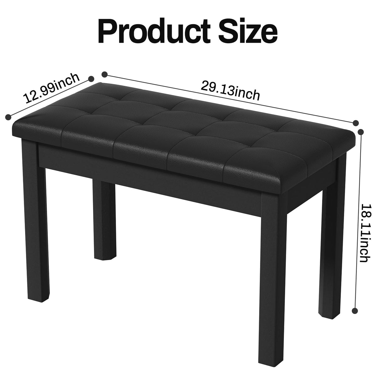 AODSK Piano Bench with Padded Cushion and Storage Compartment for Music Books,Solid Wood Keyboard