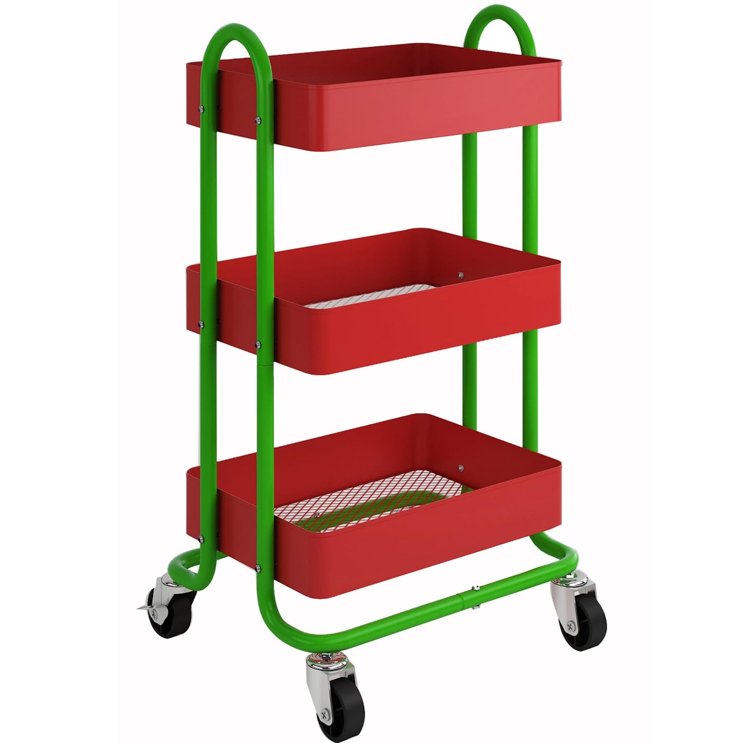 Elitehouse Metal Rolling Cart,3-Tier Metal Rolling Cart with Wheels,3 Tier Utility Cart with Wheels