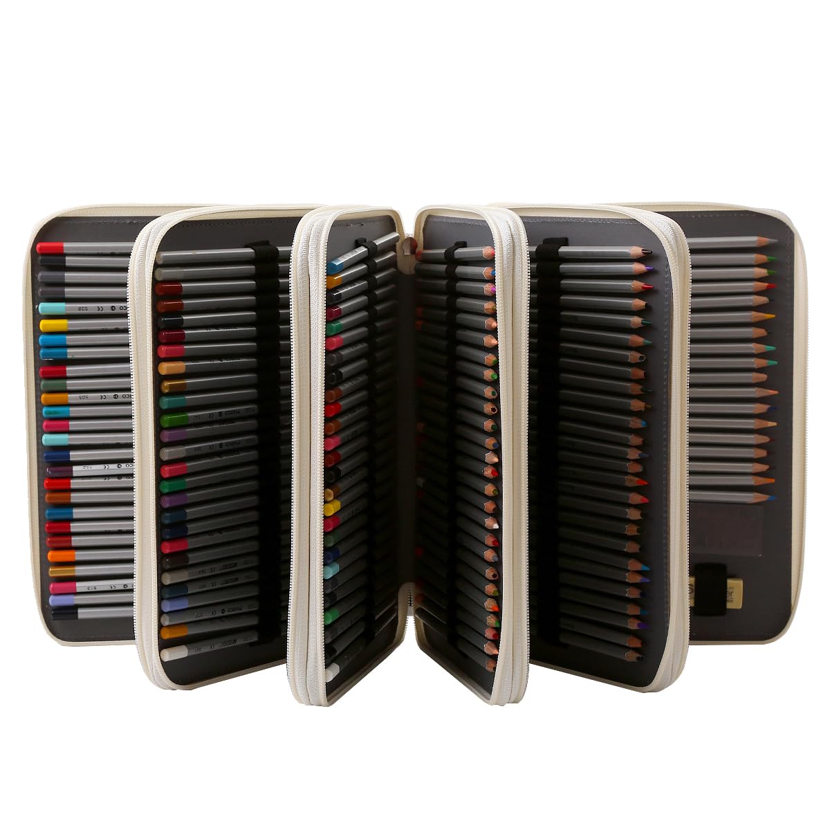 Lbxgap 250 Slots Pencil Case 5-Layer Zipped Holder w/Handle