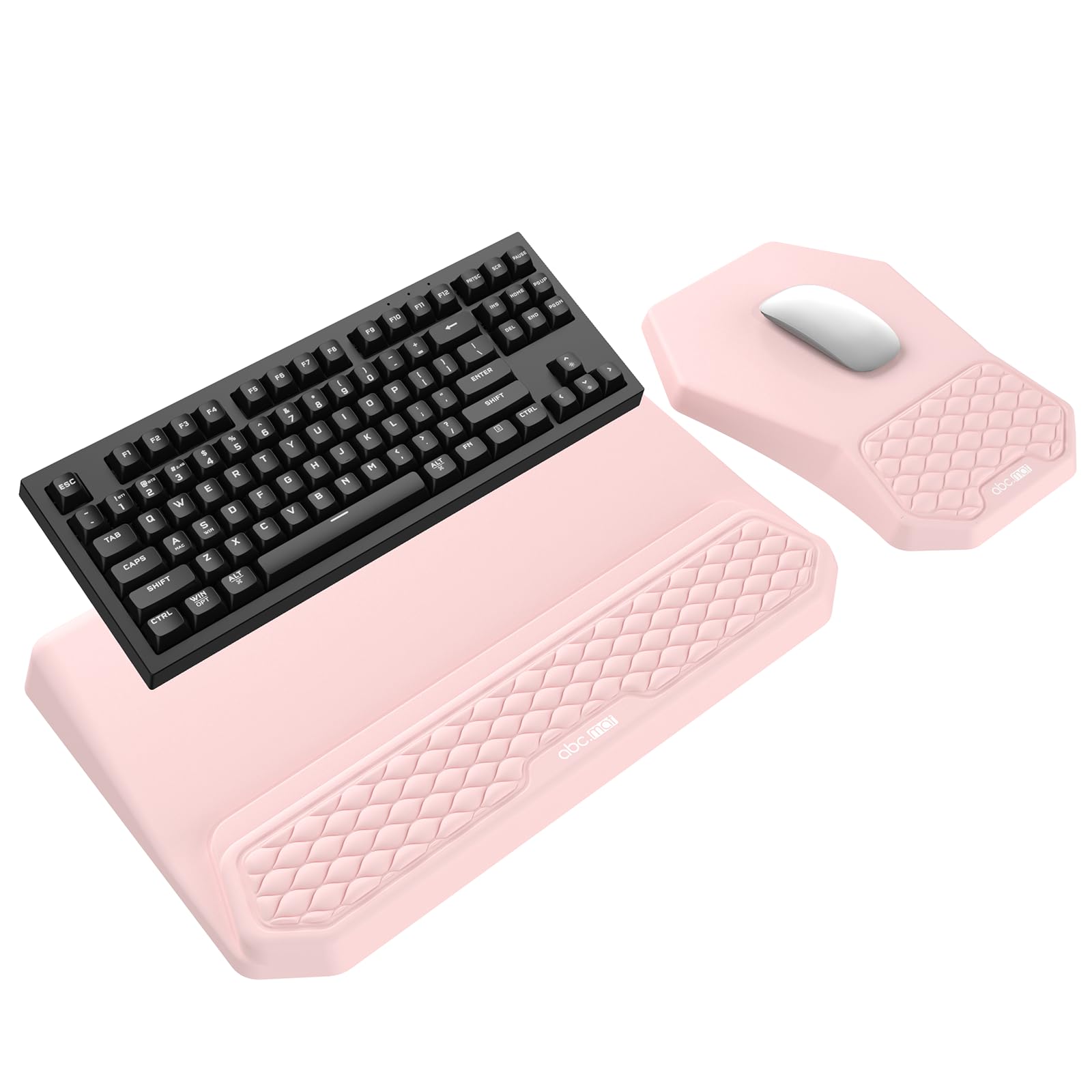 3-in-1 Ergonomic Keyboard Stand with Wrist Rest & Mouse Pad Set, Pink