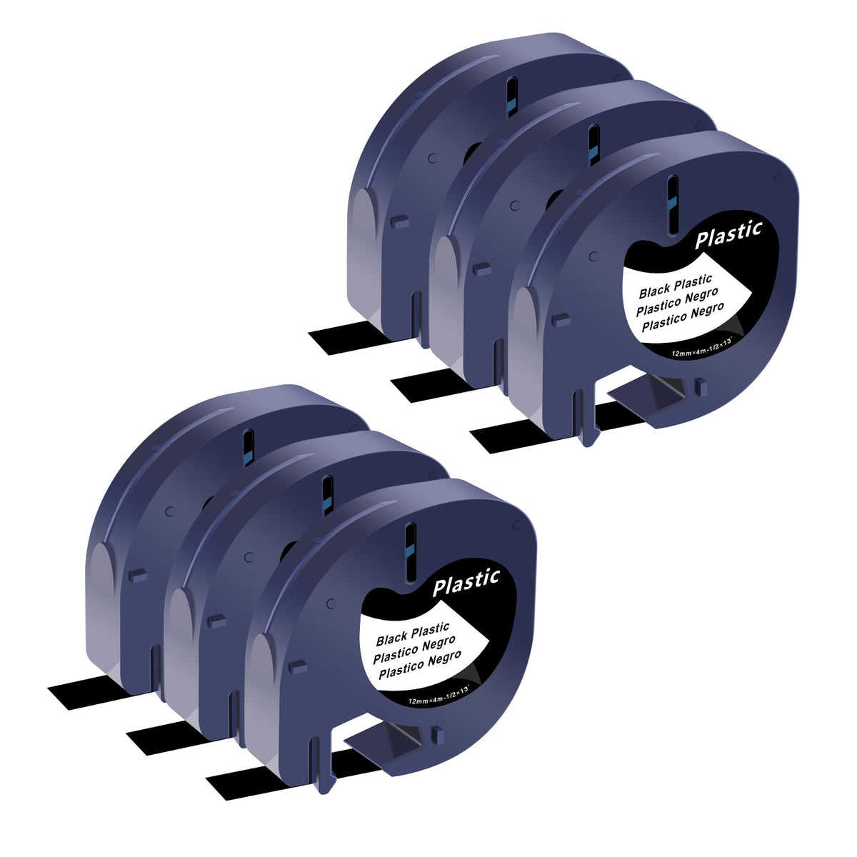 USUPERINK 6 Pack Compatible for Dymo Label Maker Refills 913318 White on Black Plastic Label Maker
