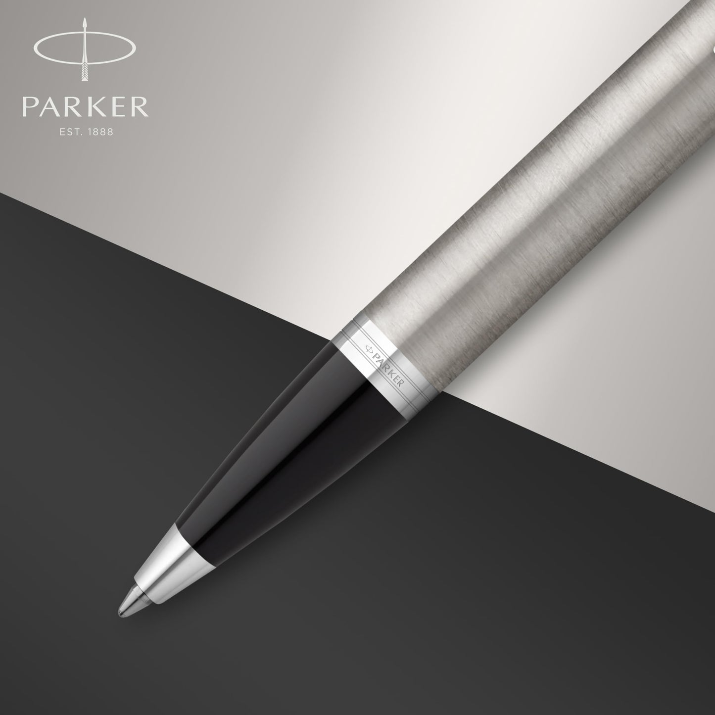 PARKER IM Ballpoint Pen | Stainless Steel with Chrome Trim | Medium Point with Blue Ink Refill |