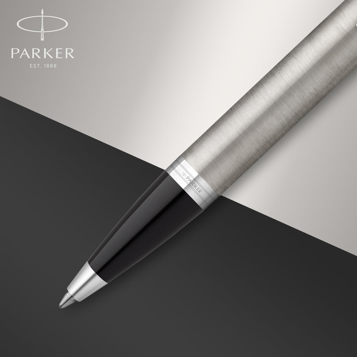 PARKER IM Ballpoint Pen | Stainless Steel with Chrome Trim | Medium Point with Blue Ink Refill |