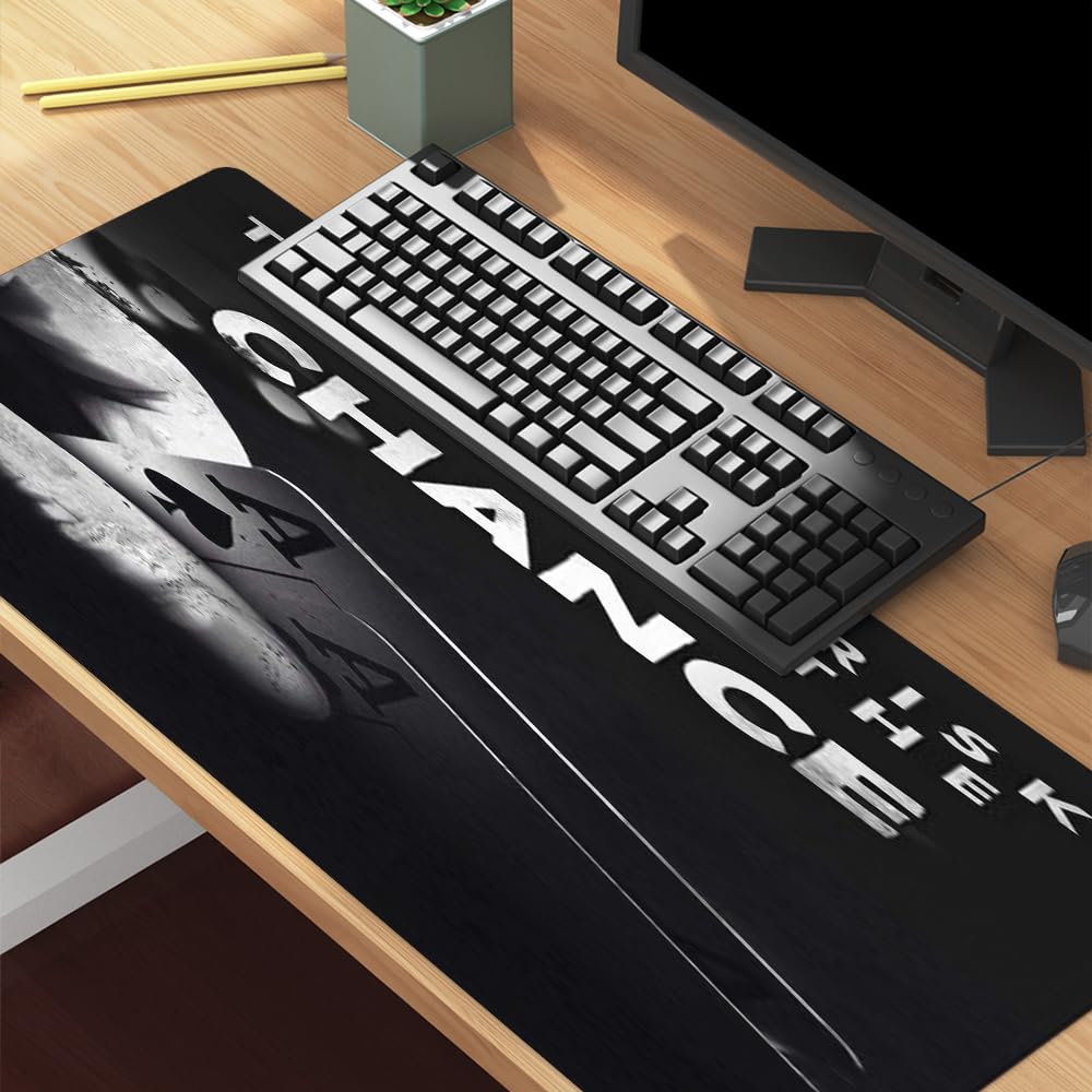 Reateforin Take The Chance Motivational Desk Mat Black,Inspirational Large Mouse Pad 31.5"x15.7"