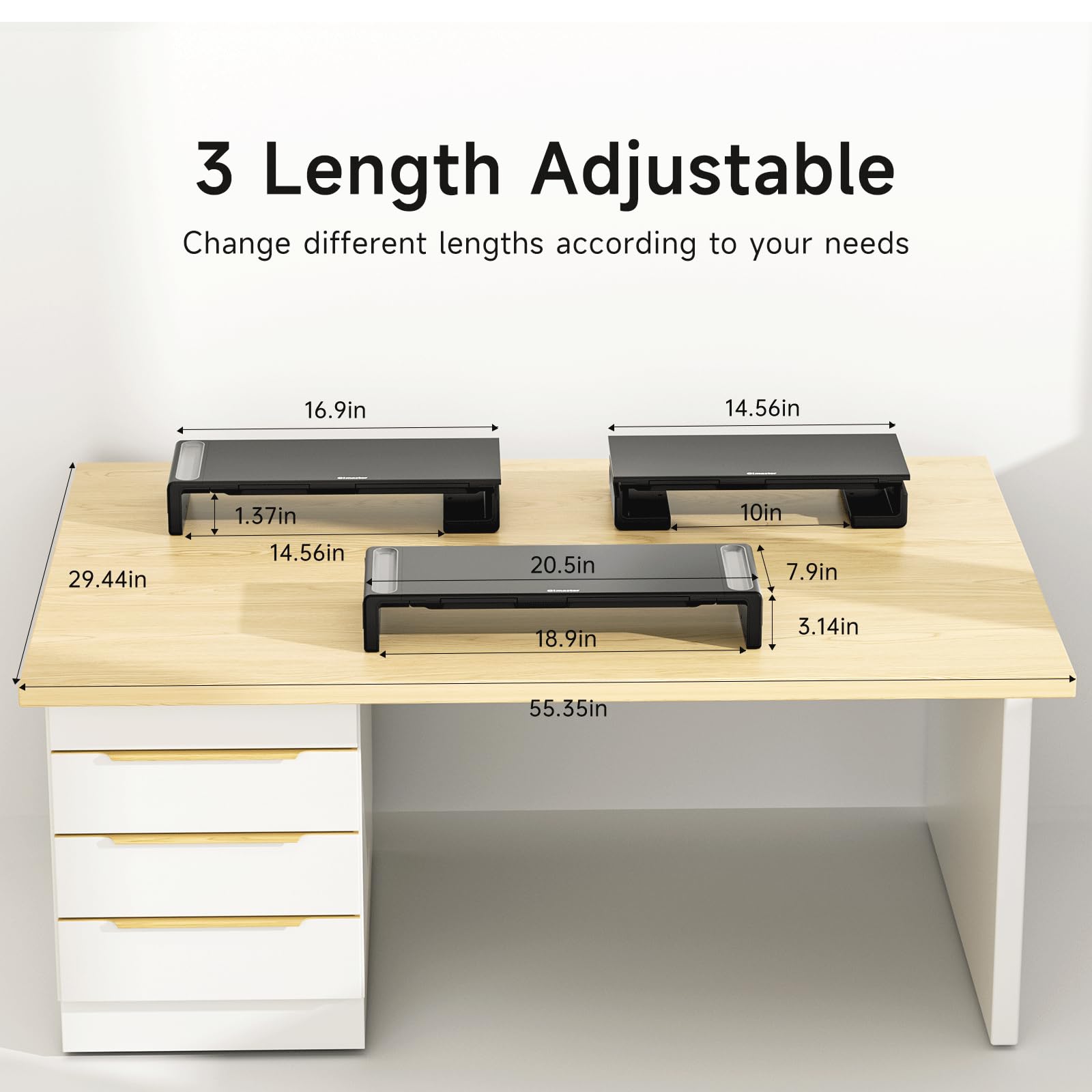 Monitor Stand Riser with Drawer & Phone Holder, Foldable Desk Organizer