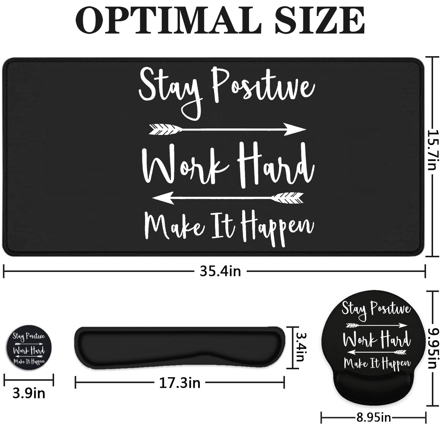 Large Desk Mat, Mouse Pad with Wrist Support, Keyboard Wrist Rest Set